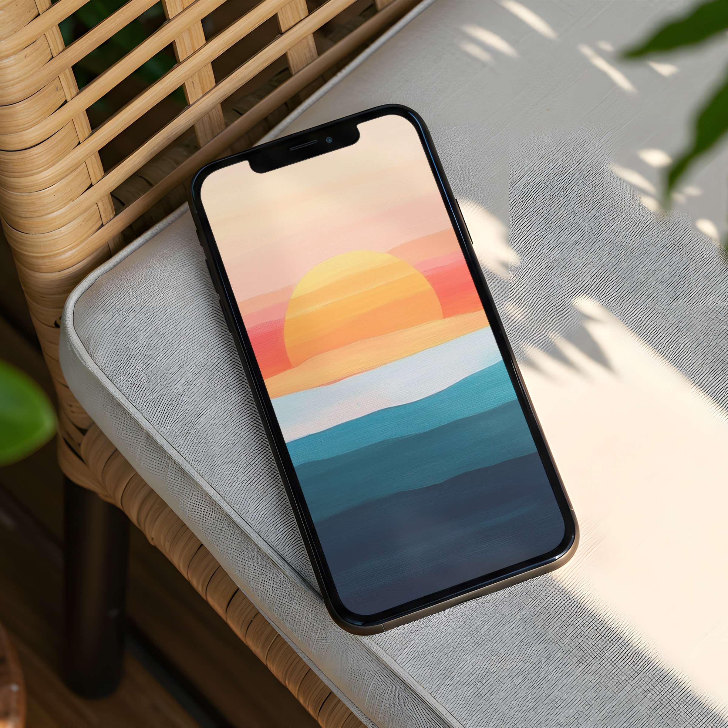 Stunning sunset iPhone background with calming pastel hues for instant download on your phone offering elegance and mindfulness