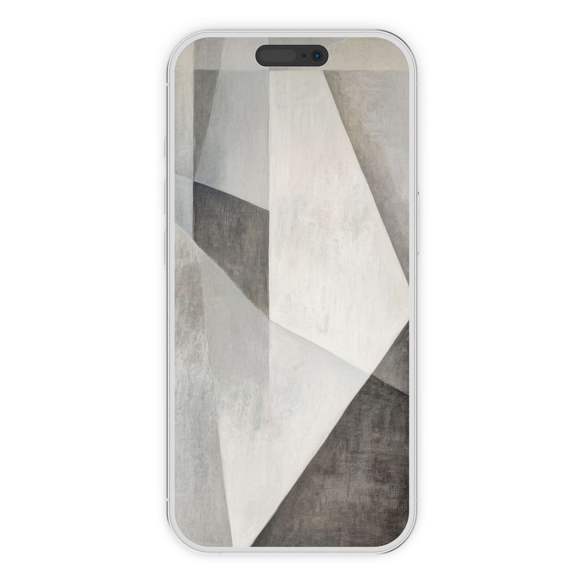 Elegant minimalist iPhone wallpaper in geometric gray tones for a calming phone background; perfect digital download for style seekers