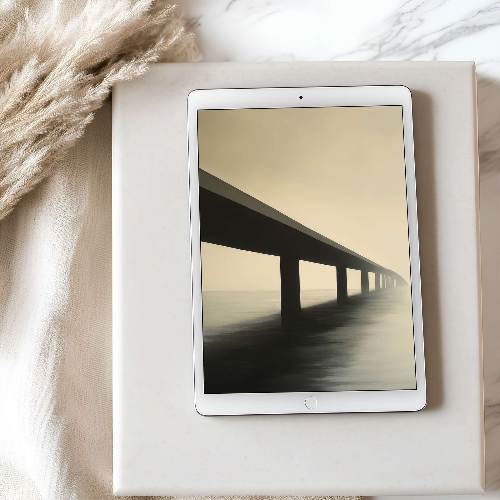 Minimalist iPad Wallpaper Bridge Silhouette Against Minimalist Backdrop