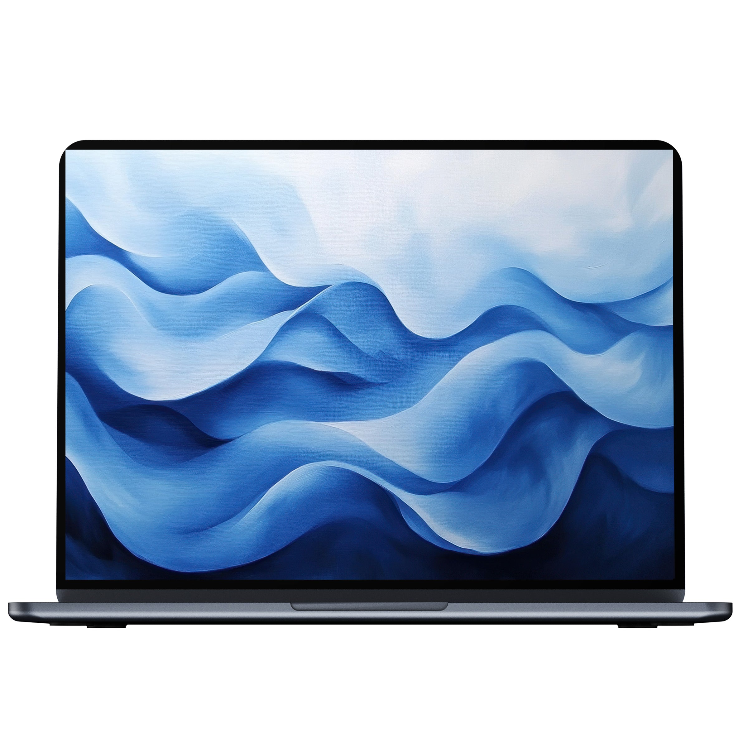 Modern desktop wallpaper with serene blue waves evokes calm and elegance for PC, laptop, or Mac digital download enthusiasts