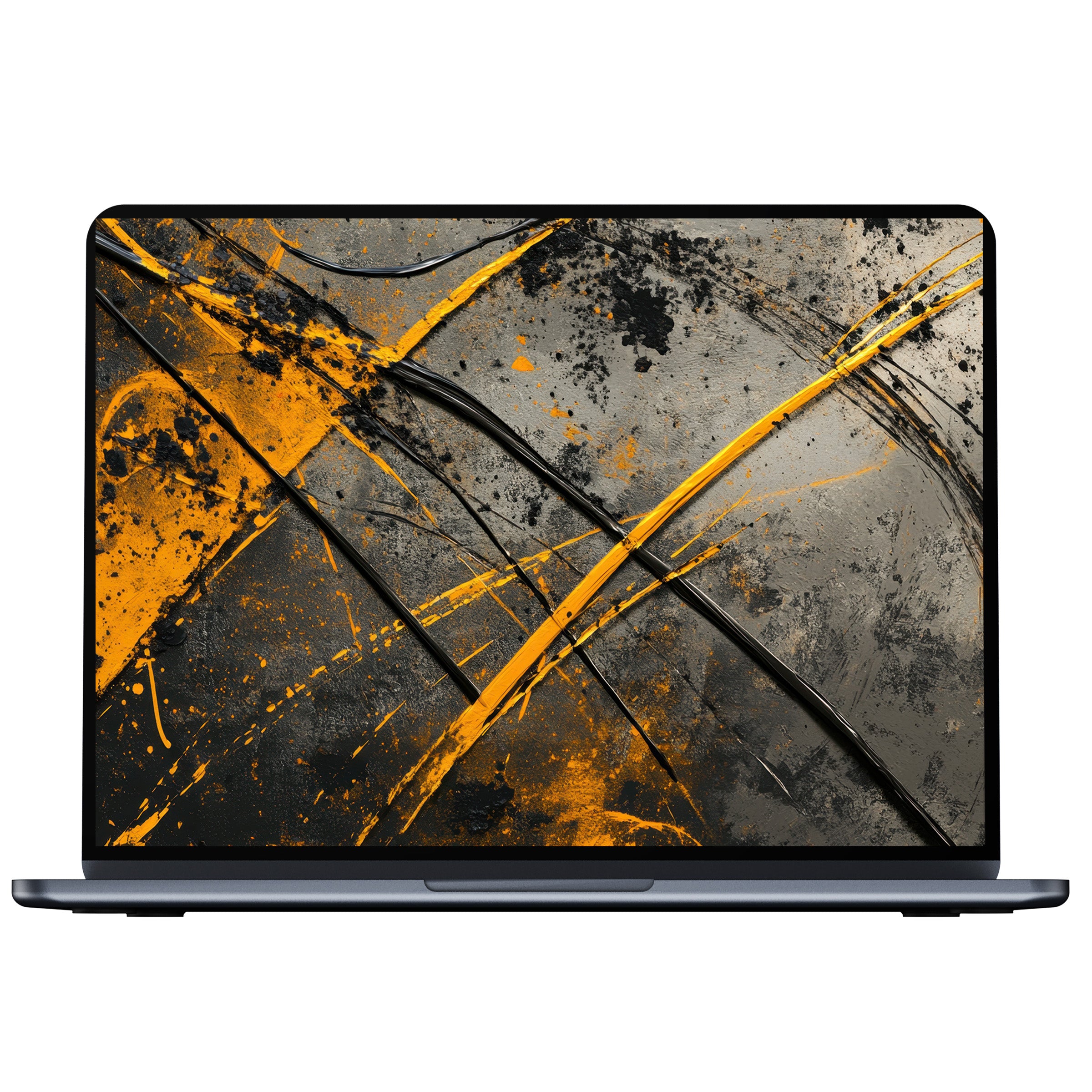 Dynamic abstract modern desktop wallpaper features bold orange and black streaks inspiring focus and creativity for PC or laptop use