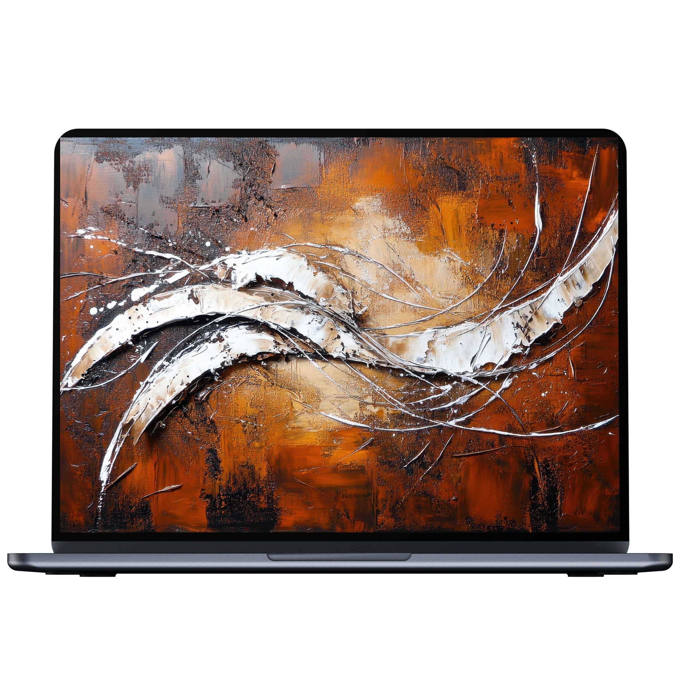 Elegant modern desktop wallpaper showcasing abstract swirls in warm earth tones with textured details for PC and laptop digital download