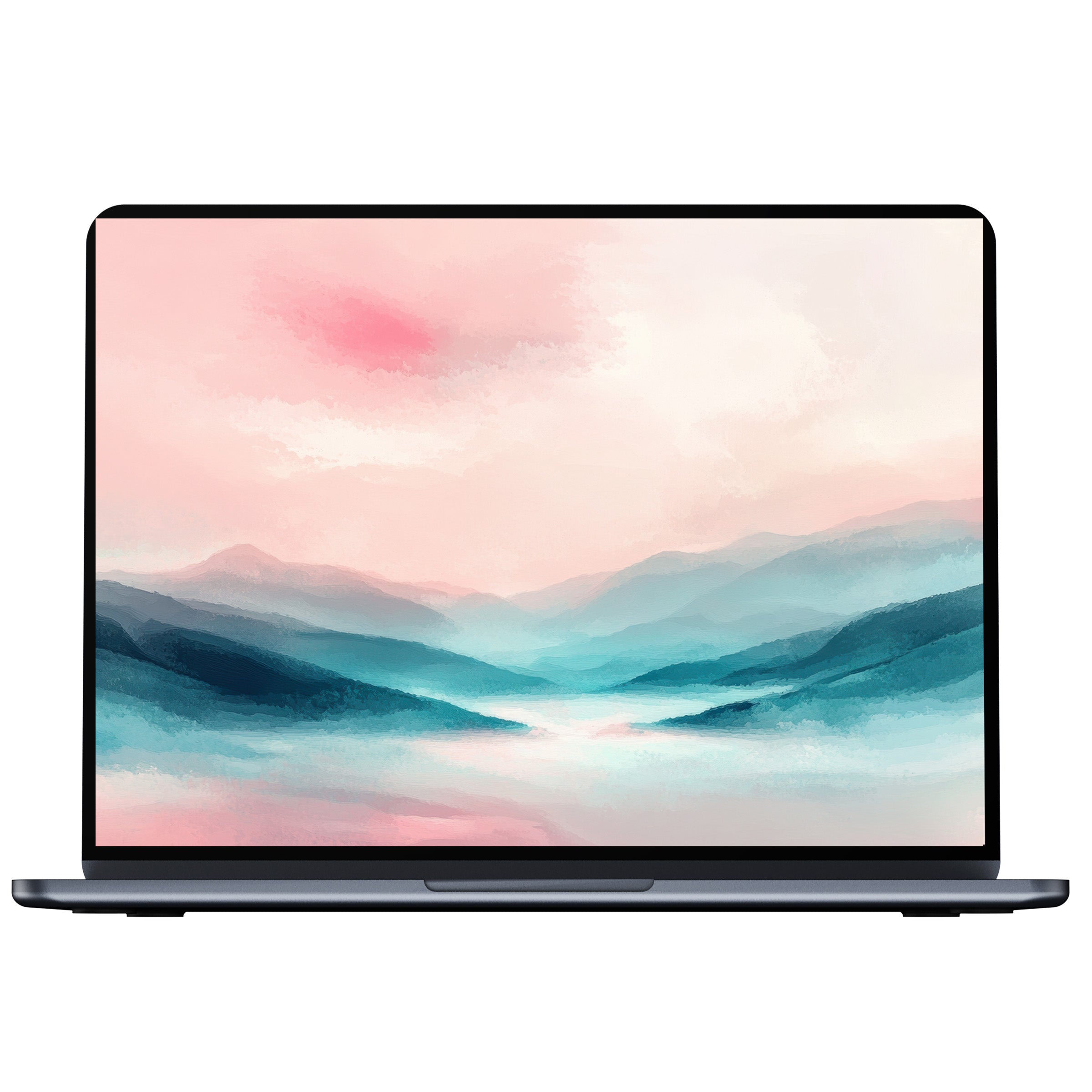 Modern desktop wallpaper featuring soothing pink and blue mountains for PC or laptop digital download enhances inspiration and calm