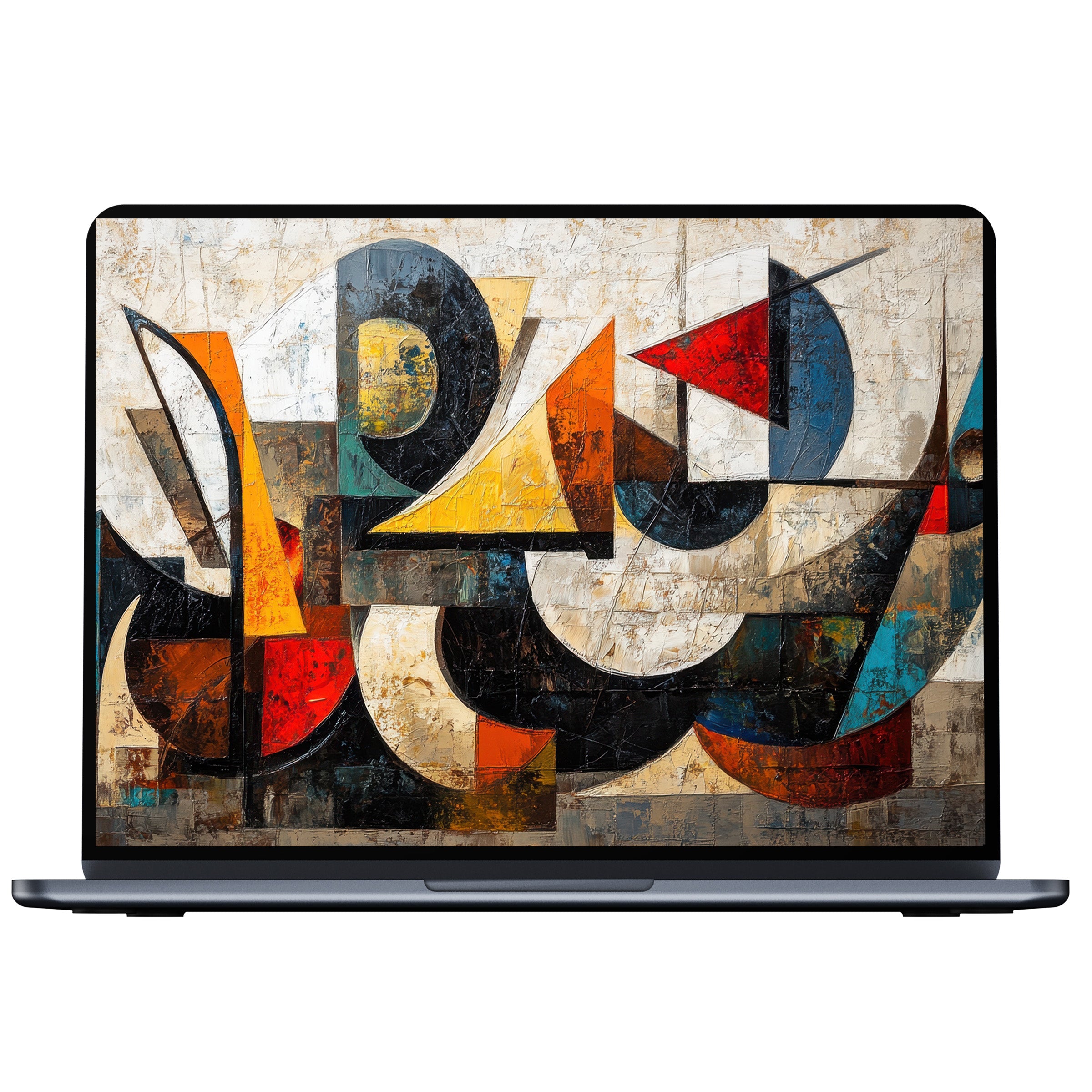 Modern desktop wallpaper digital download with vibrant abstract geometric shapes, enhancing calm and elegance for PC, Laptop, Mac