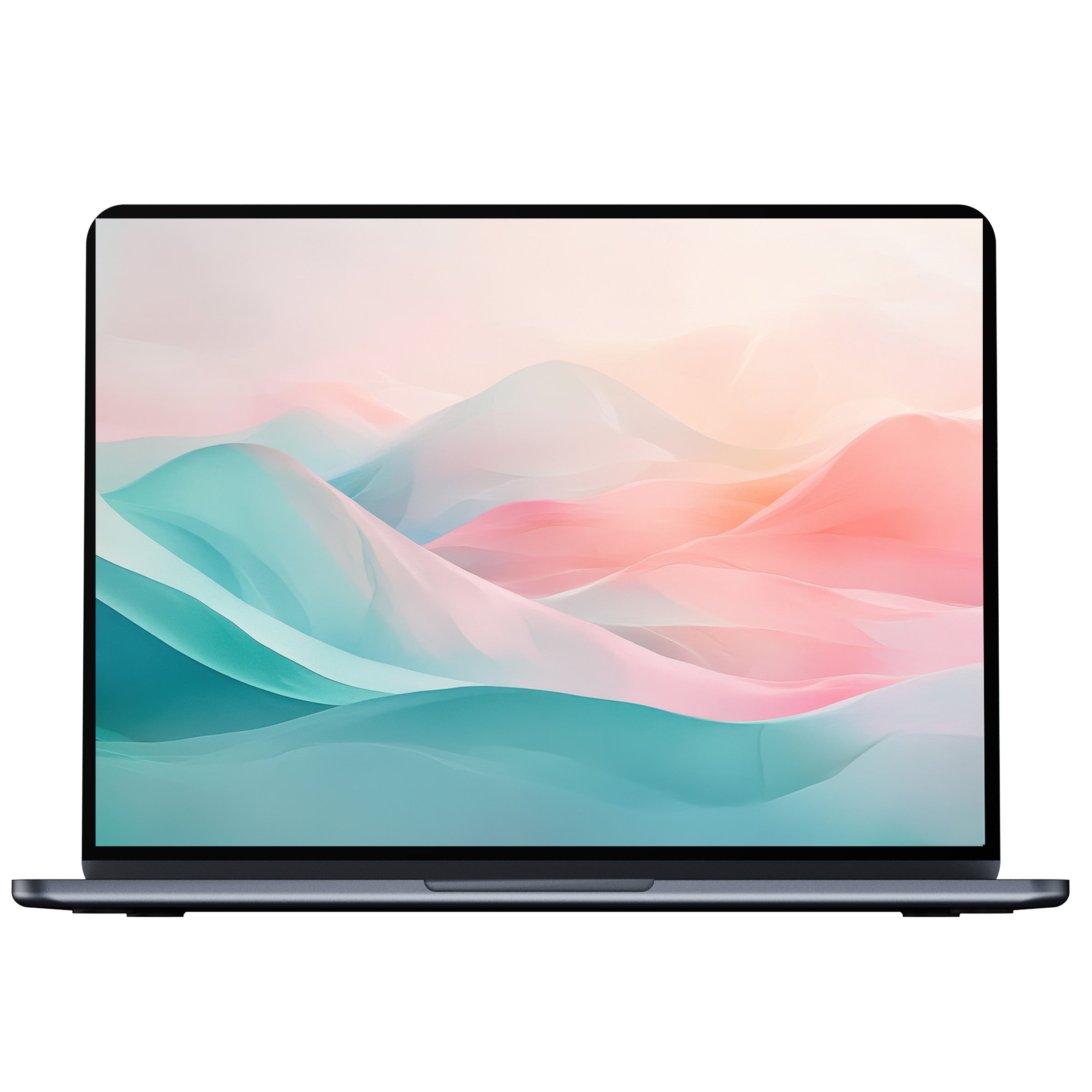 Elegant modern desktop wallpaper featuring serene pastel waves in pink and teal, inspiring calm on PC and laptop screens digital download