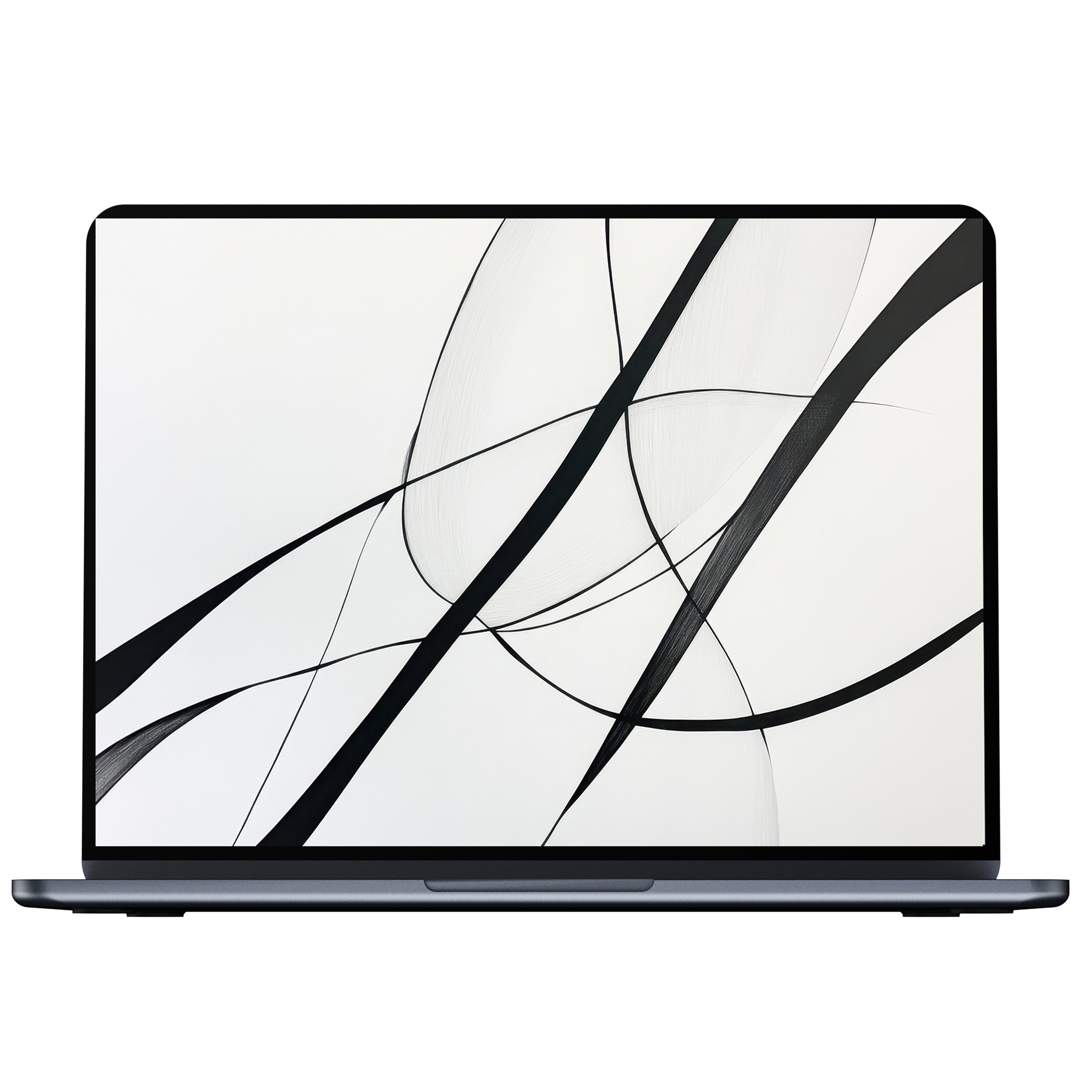 Modern desktop wallpaper with elegant black lines on a minimalist white background offers inspiration for PC and laptop digital download