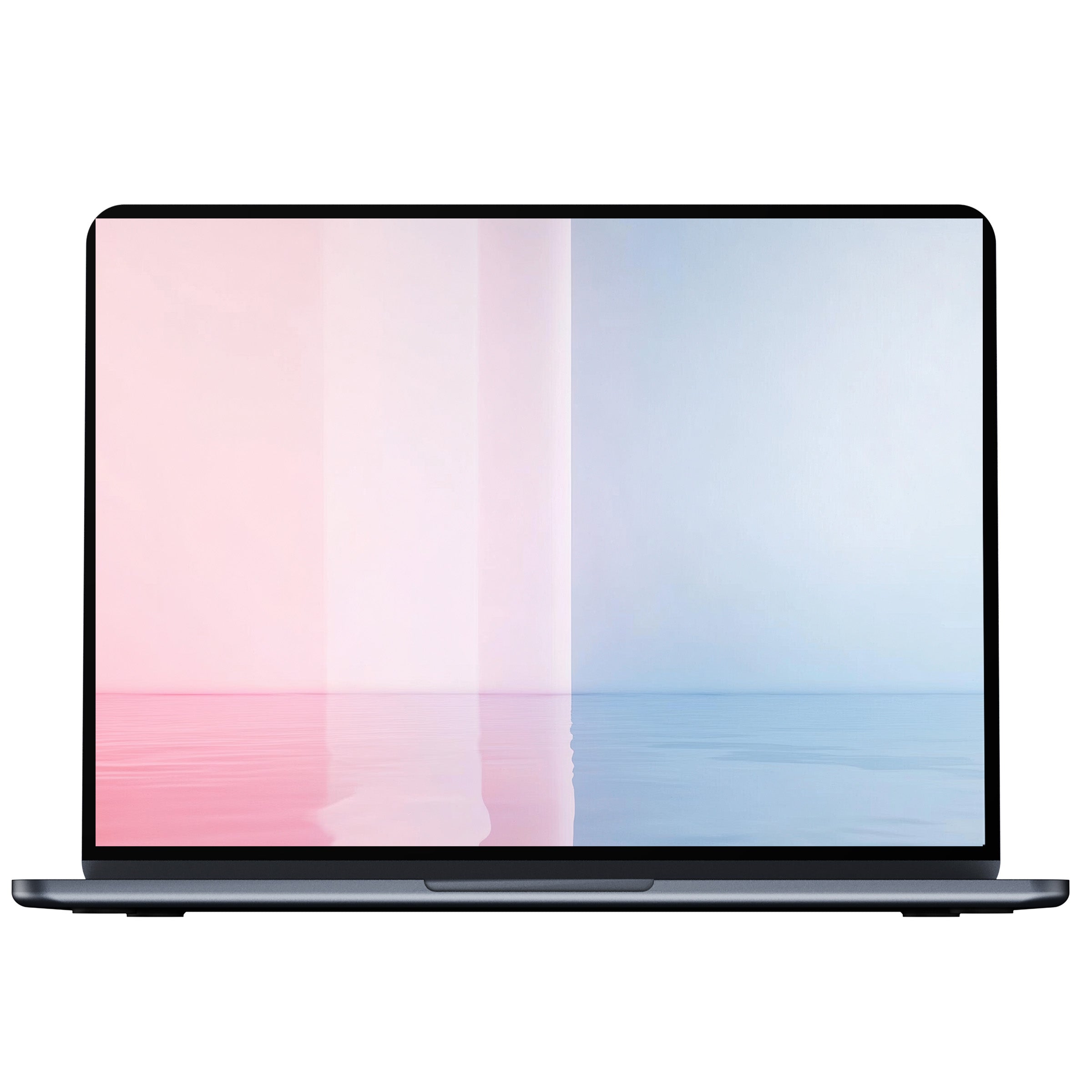 Modern desktop wallpaper with soft pink to blue gradient offers a calming digital download for PC or laptop elegance