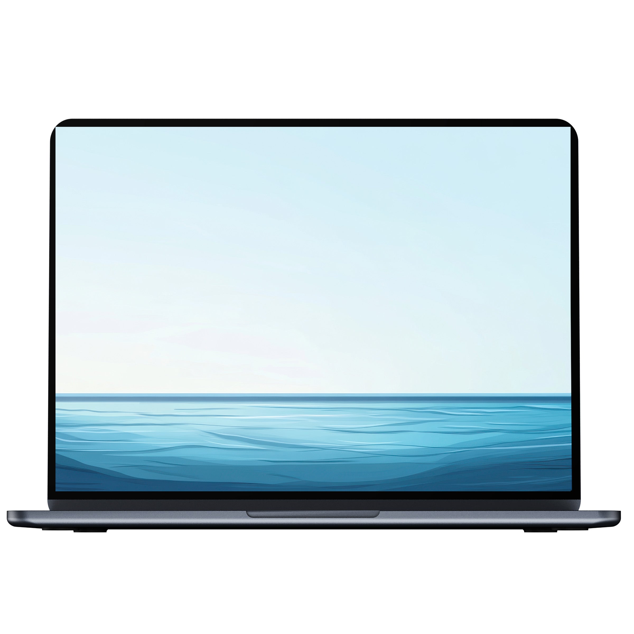 Modern desktop wallpaper featuring a serene blue ocean horizon for PC or laptop digital download inspiring calm and elegance