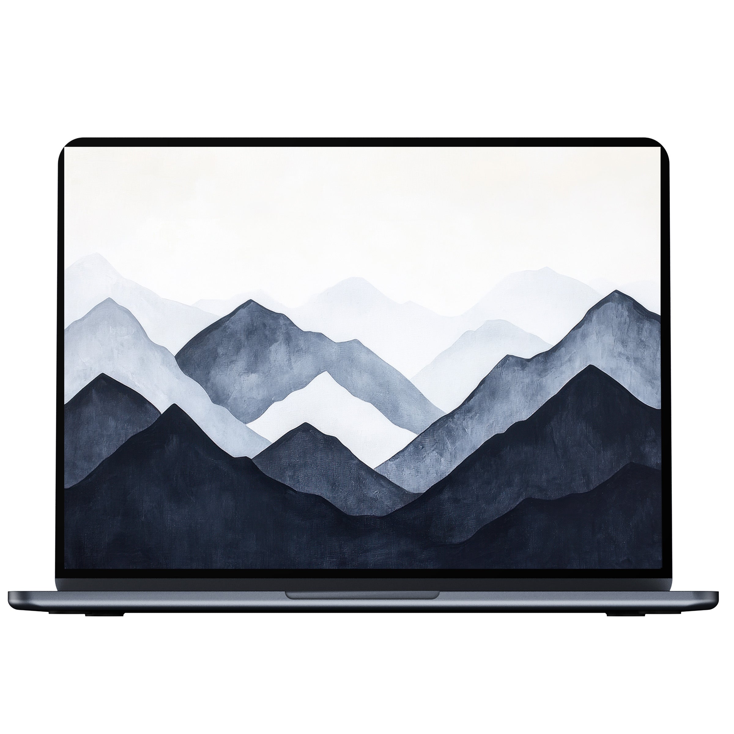 Elegant modern desktop wallpaper featuring serene, layered mountain art in calming hues for PC, laptop, digital download, and Mac use