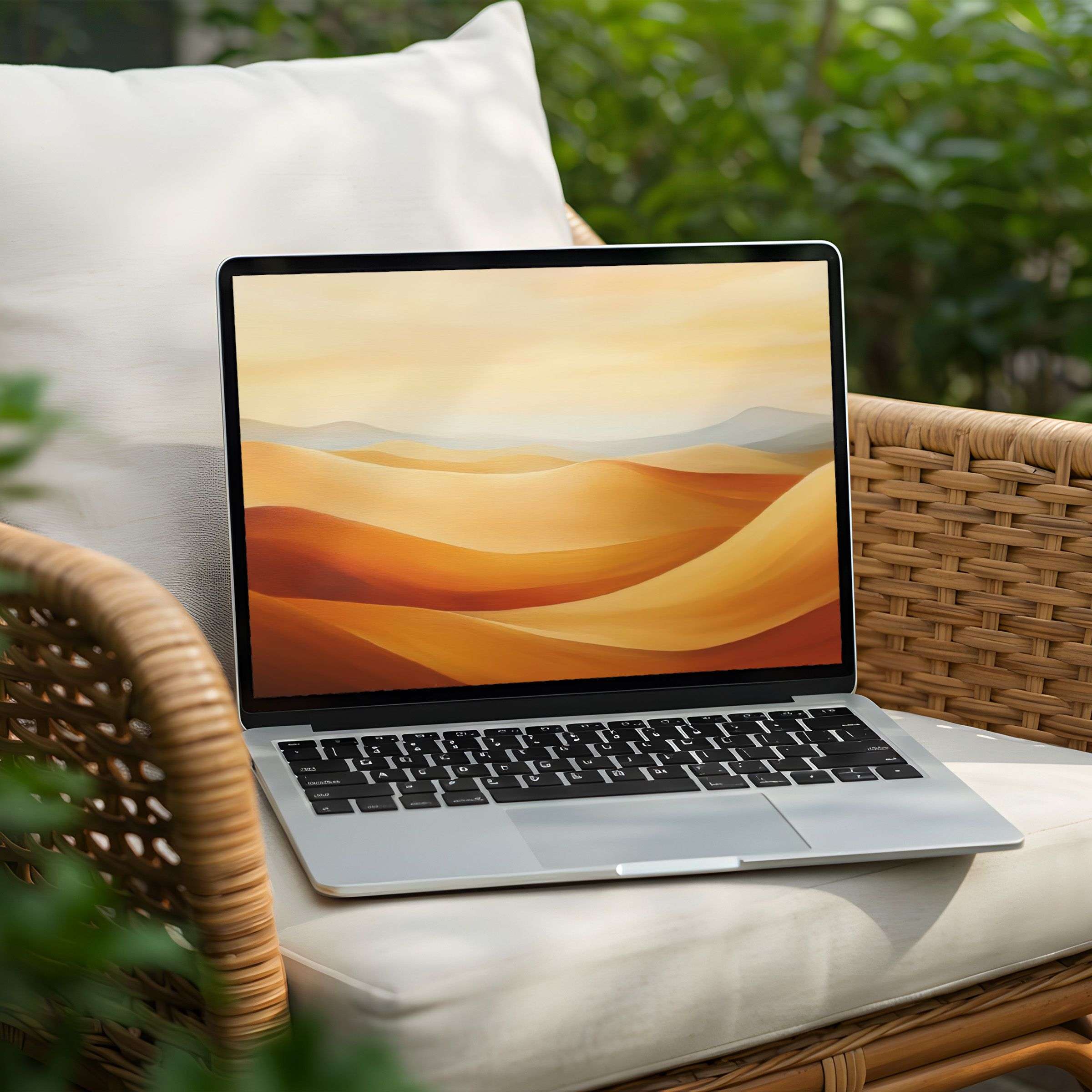 Calming desert landscape on PC and Laptop desktop background, perfect instant download for inspiring, elegant mindfulness in workspaces