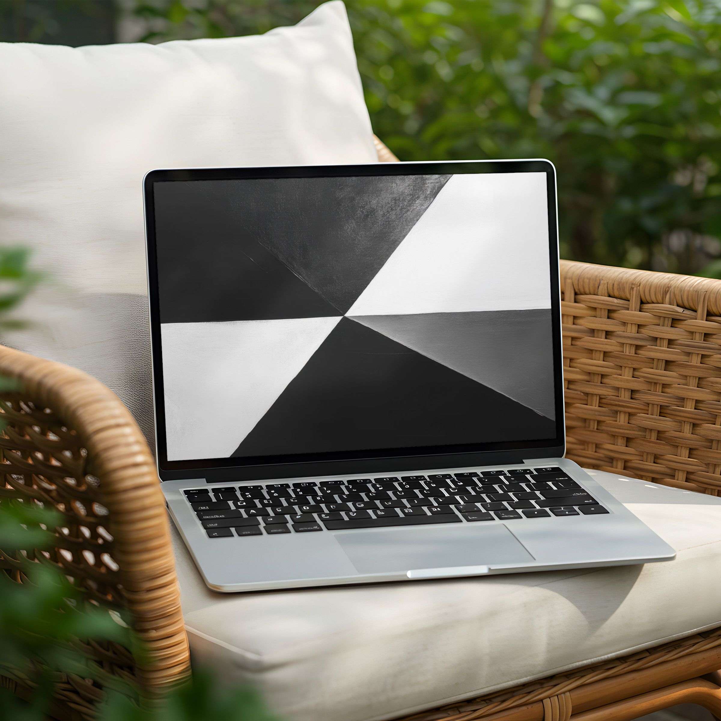 Black and white geometric desktop background for PC or Laptop instant download for calm elegance and mindful creativity