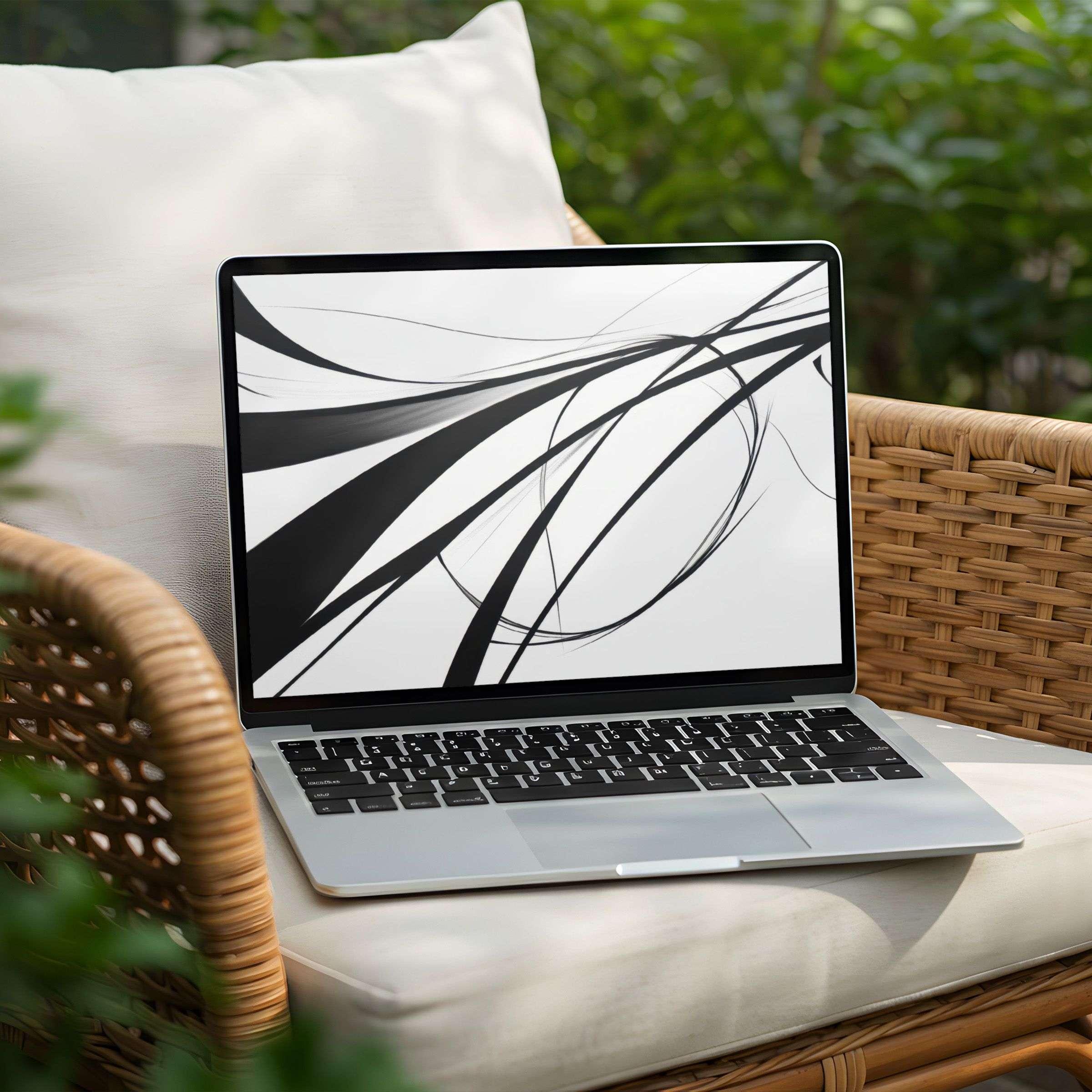 Elegant black and white abstract desktop background on a PC or Laptop in serene nature setting offers instant download tranquility