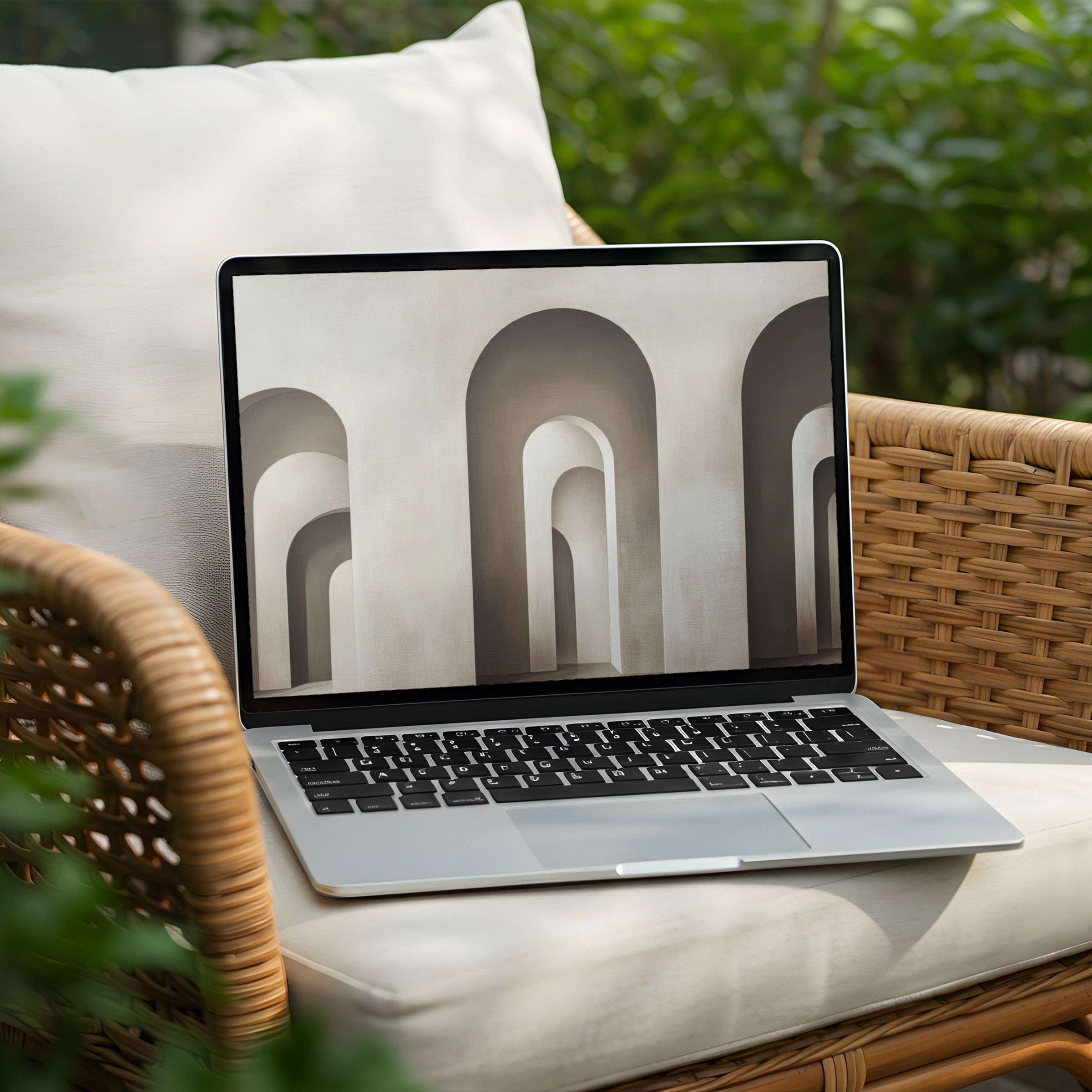 Elegant arches evoke calm inspiration on your PC or Laptop desktop background with this instant download for mindful elegance