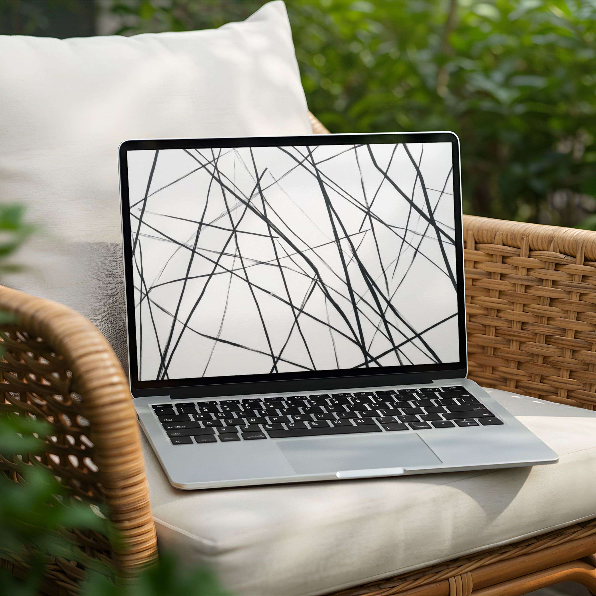 Elegant desktop background featuring abstract lines in black and white for instant download on PC or Laptop inspiring serenity