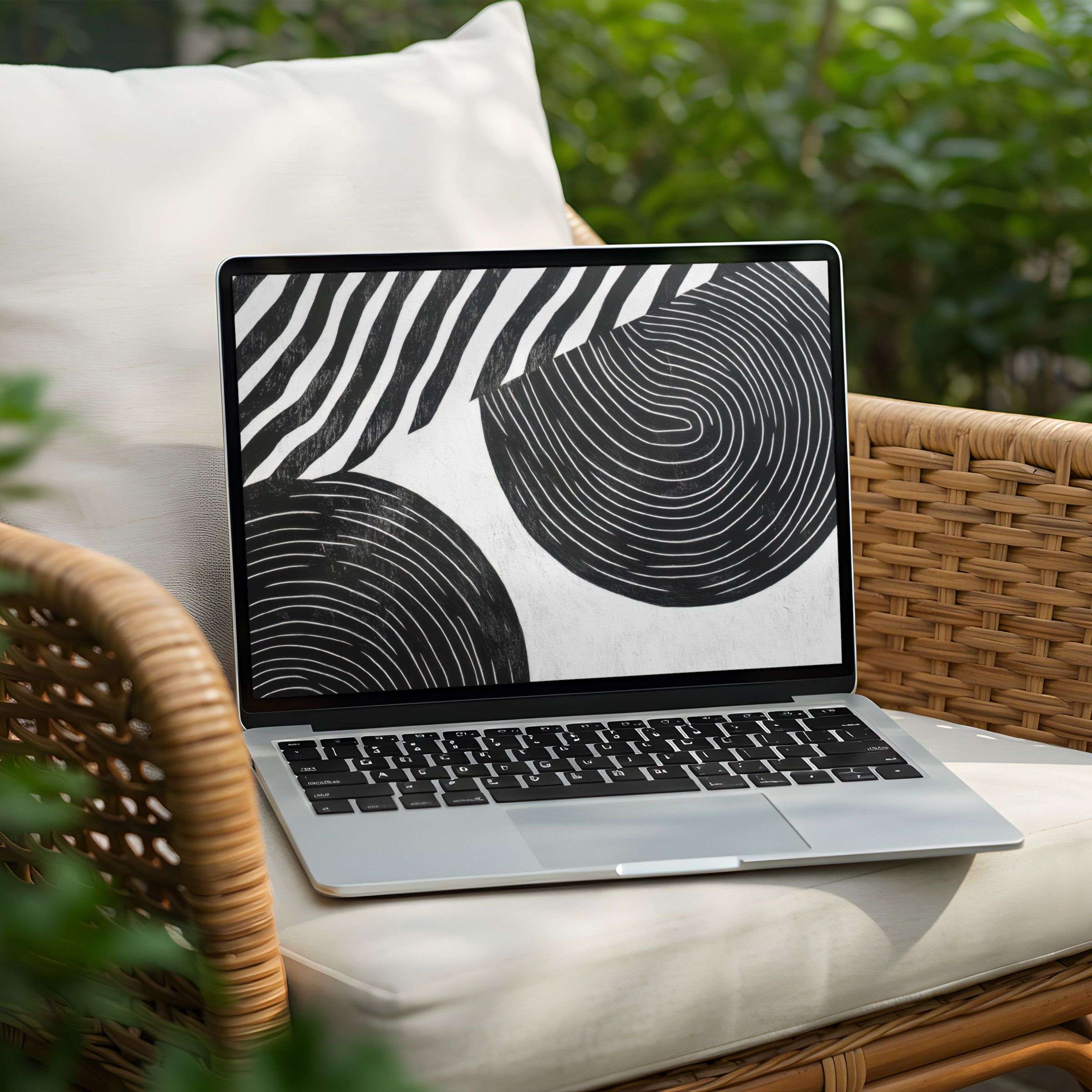 Elegant black-and-white abstract desktop background for PC or Laptop inspires calm and mindfulness with instant download option