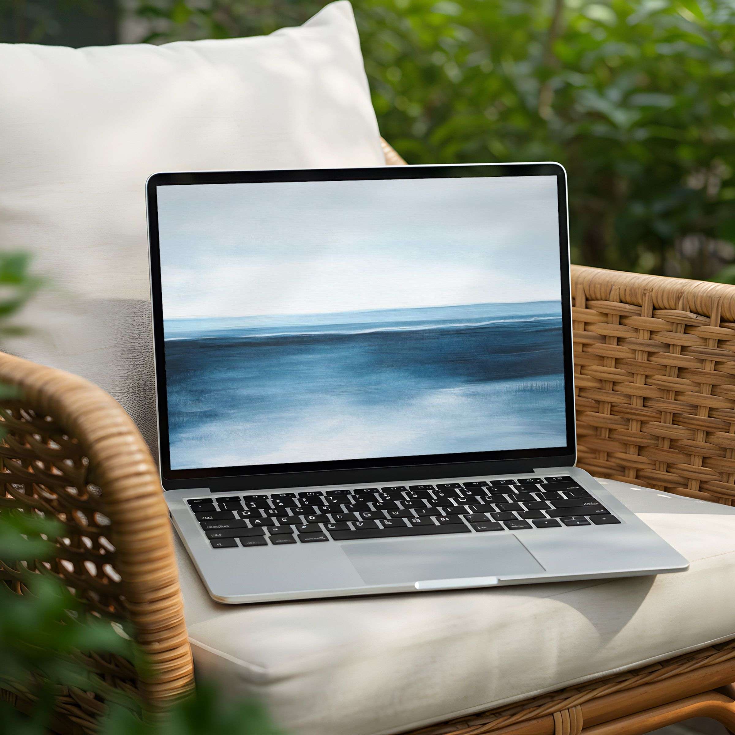 Serene ocean-inspired desktop background on PC for instant download enhances laptop with calming, elegant, mindful aesthetics