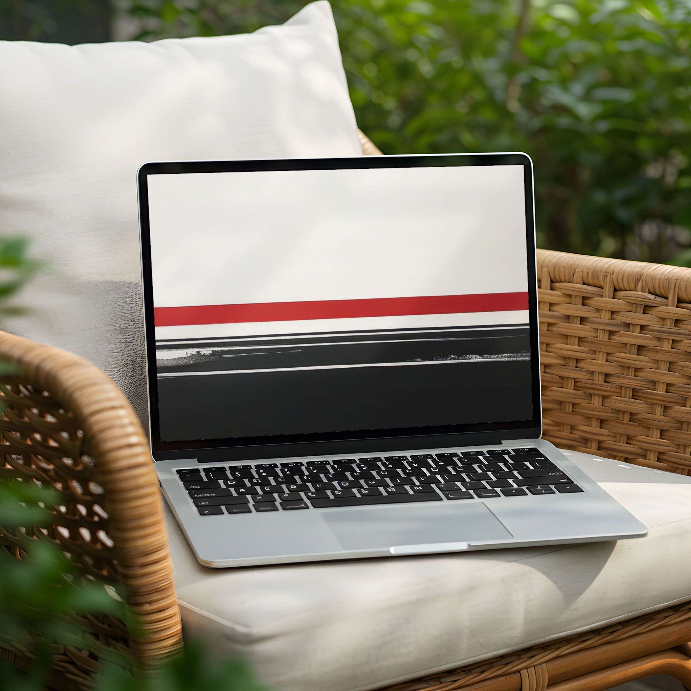 Elegant minimalist desktop background in black, white, and red for PC or Laptop instant download for a calming vibe