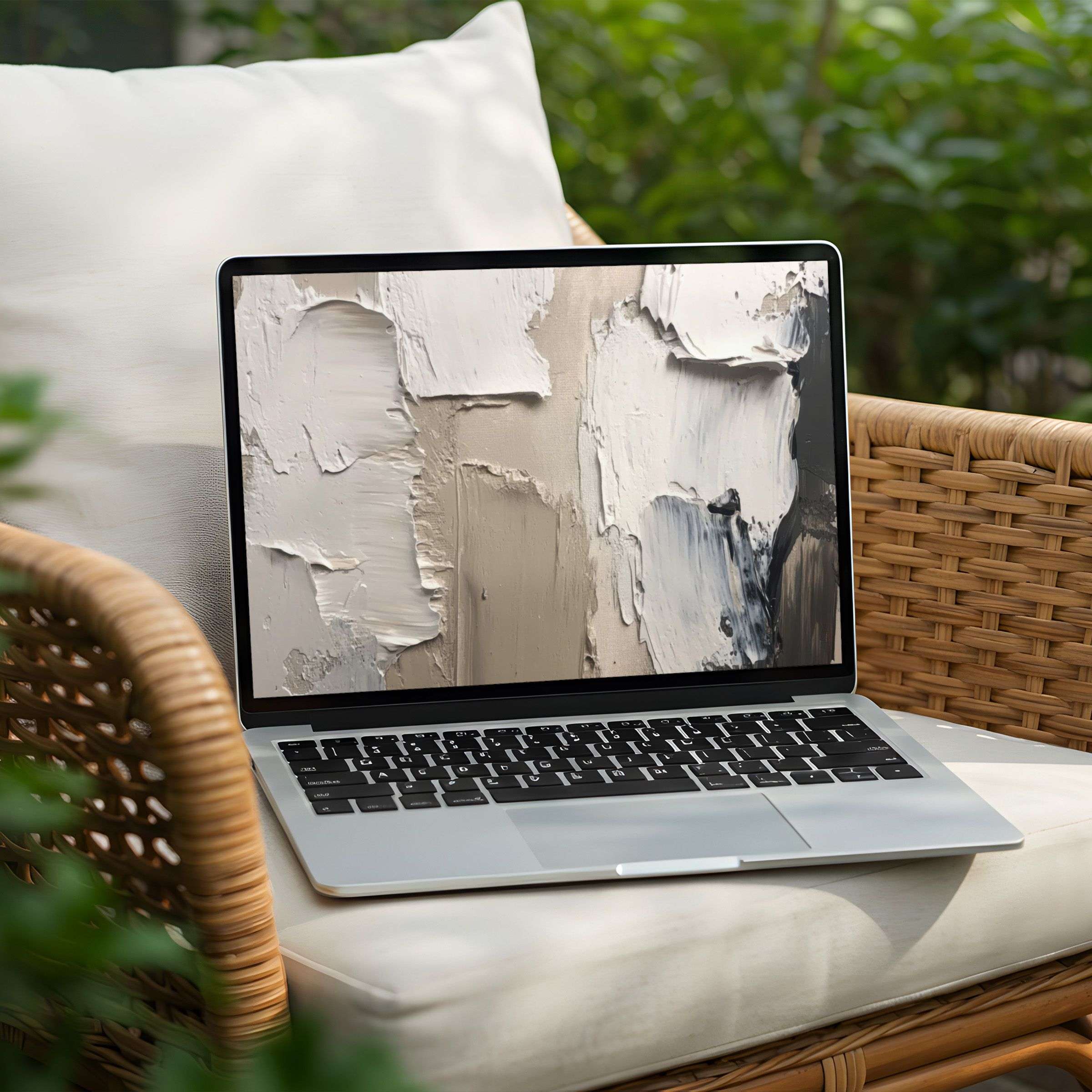 Elegant textured desktop background for PC or Laptop in calm neutrals offering instant download for mindful inspiration