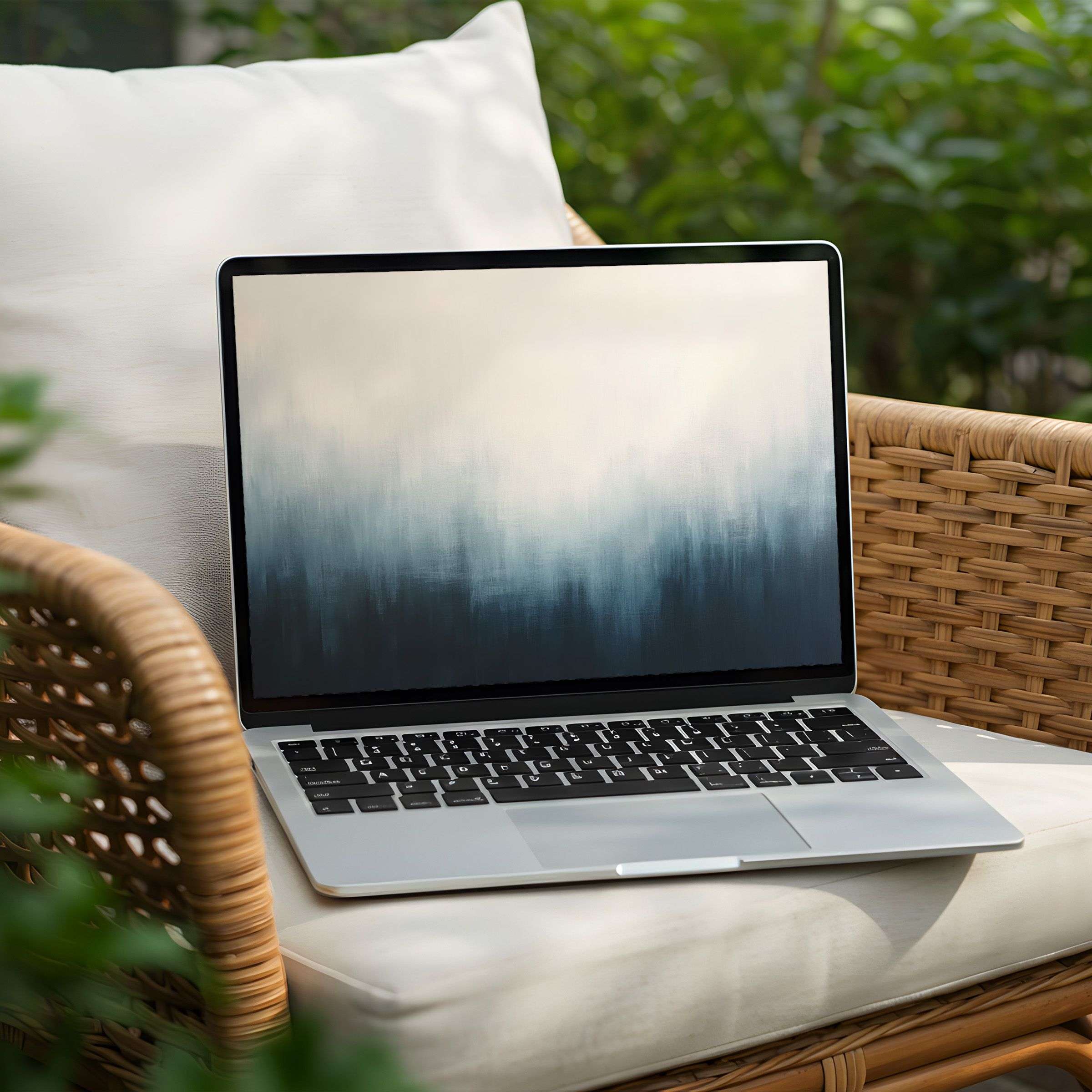 Elegant gradient desktop background on a laptop, perfect for calm, mindful PC inspiration, available as instant download