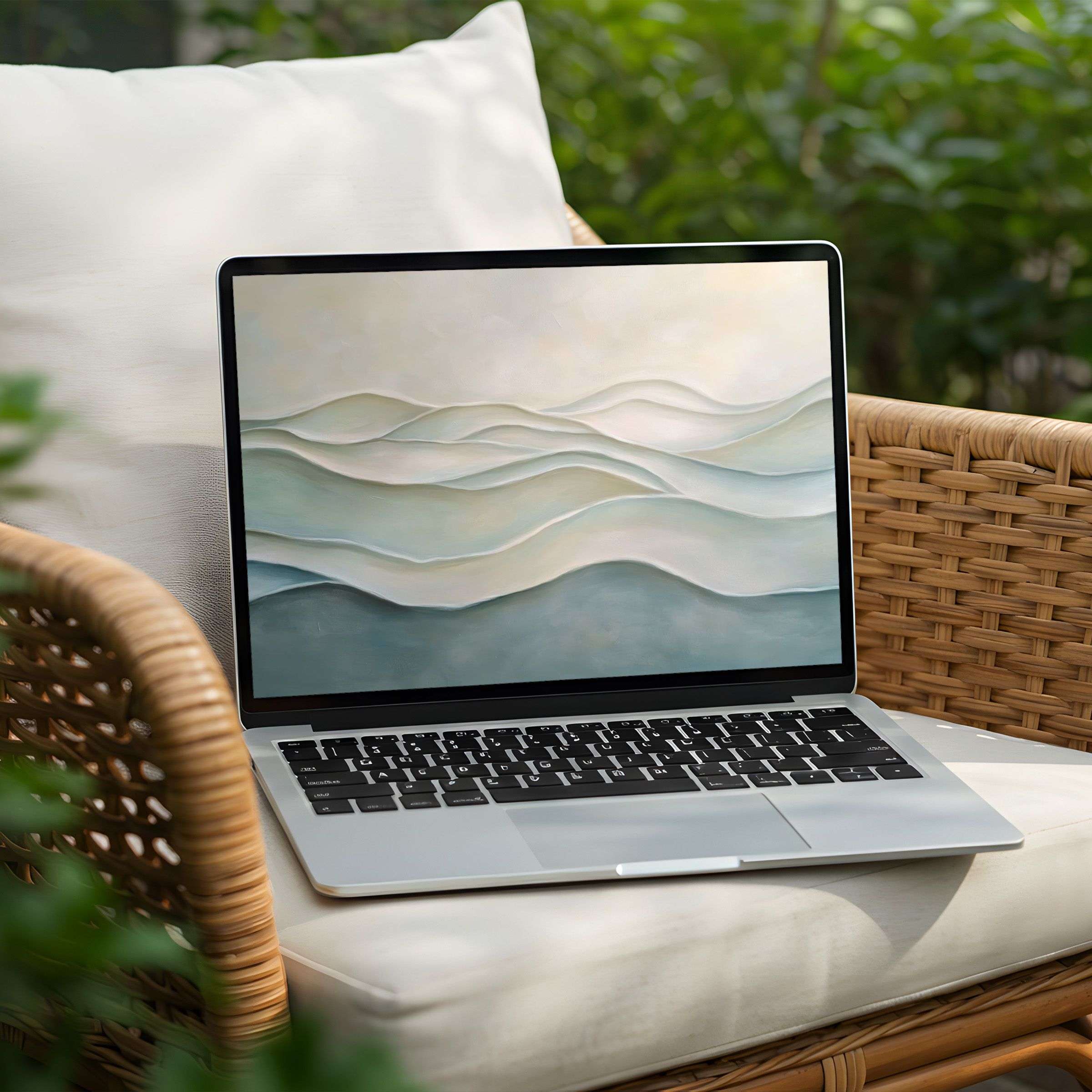 Serene pastel wave desktop background for PC or laptop adds calm elegance, available as an instant download for mindful inspiration