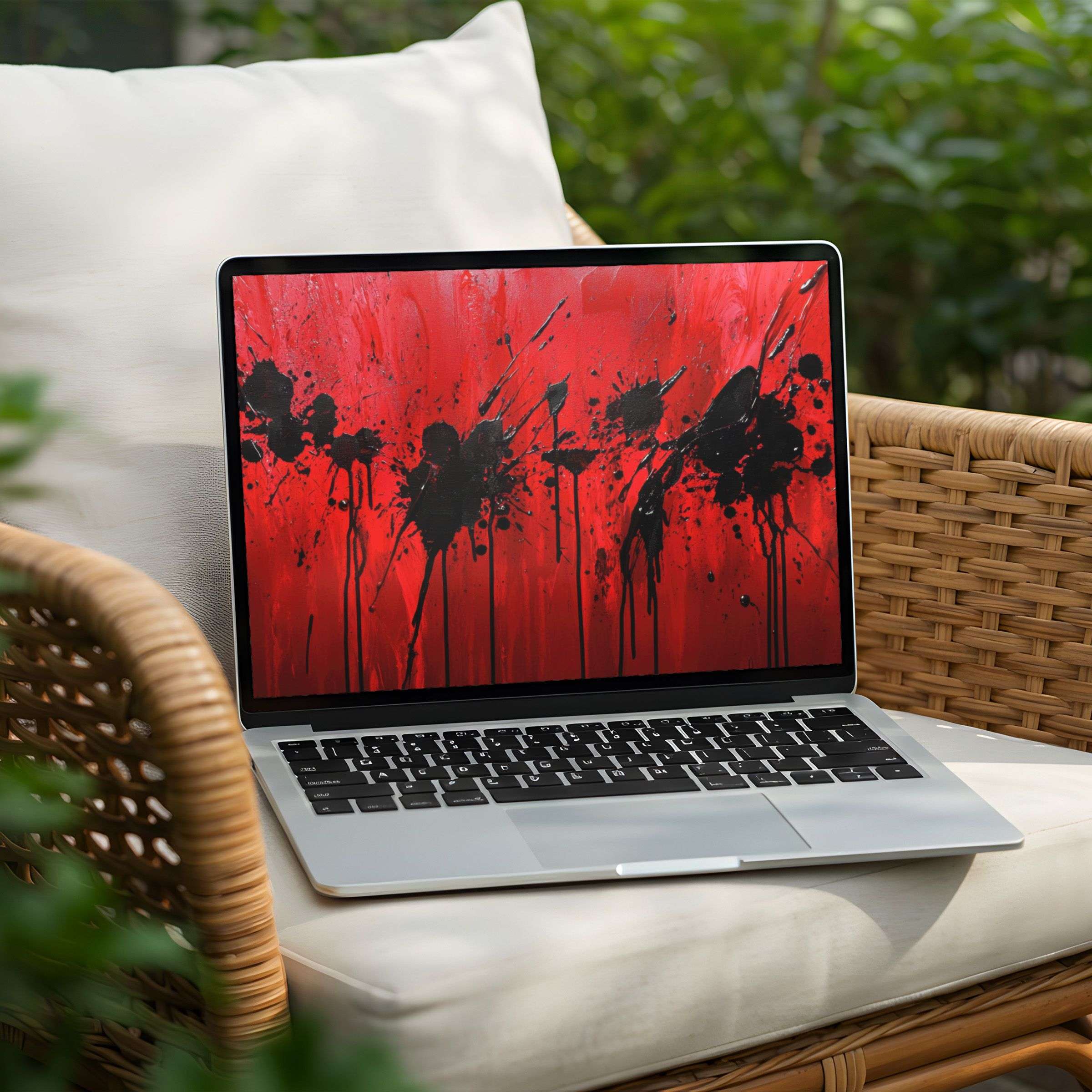Vibrant red and black abstract desktop background for instant download adds bold elegance to any PC or laptop screen