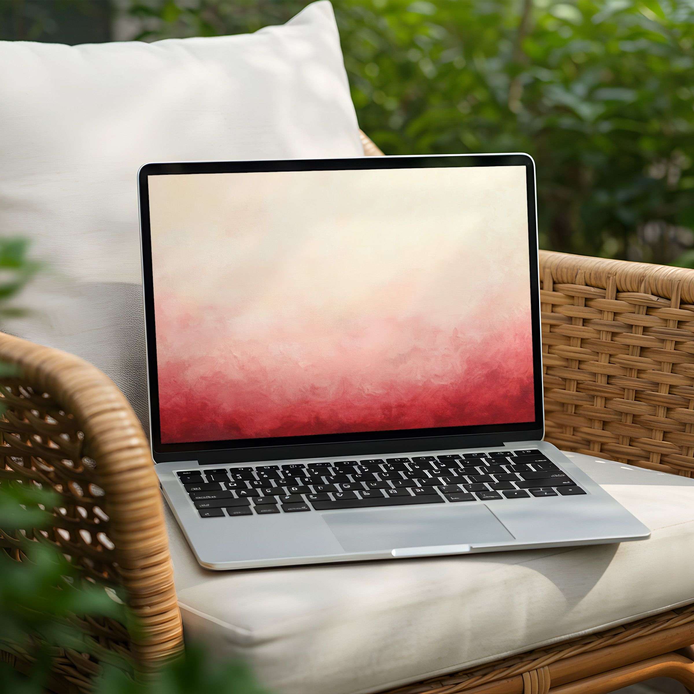 Elegant red gradient desktop background on a PC laptop for instant download inspiring calm and mindfulness in stylish spaces
