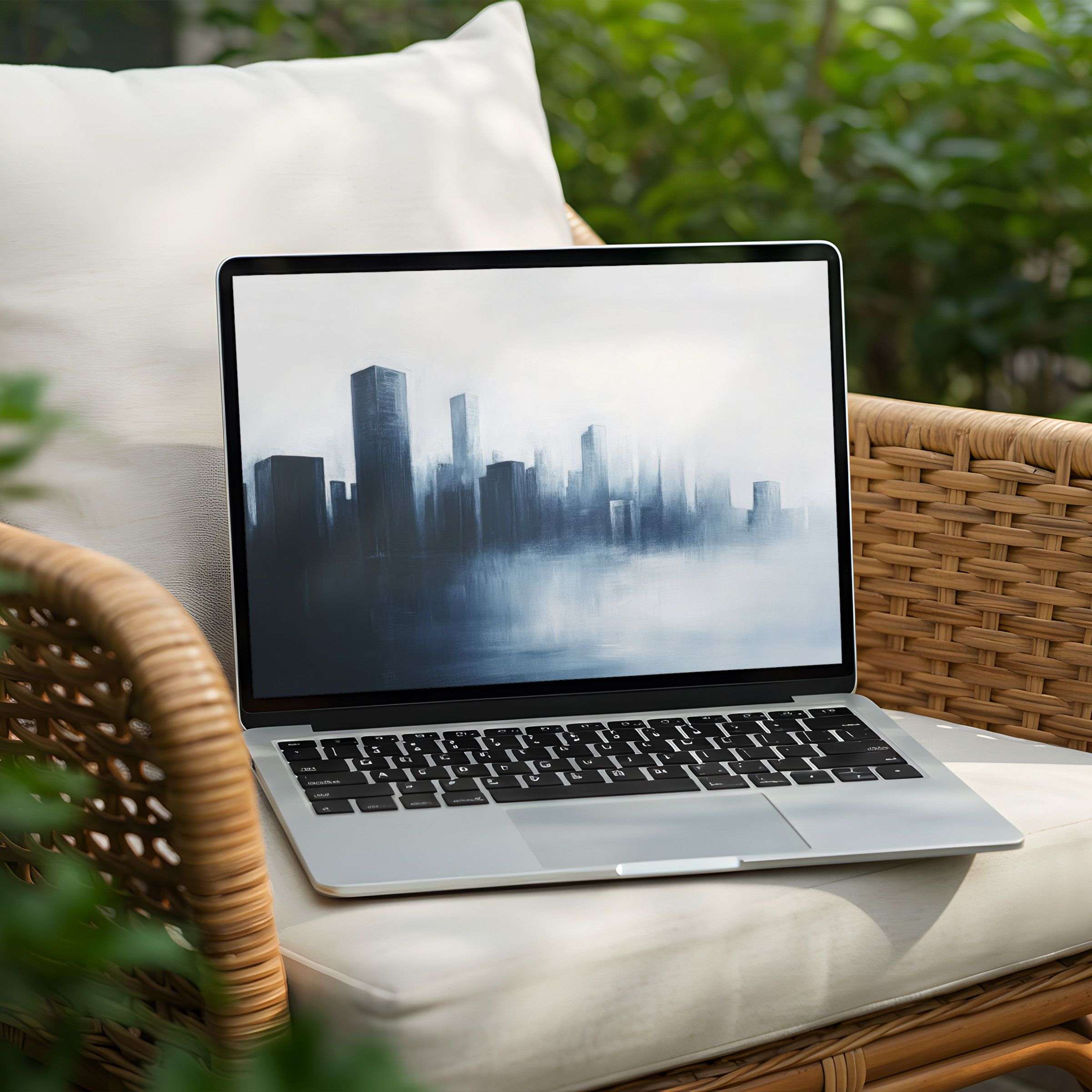 Elegant cityscape desktop background on Laptop for instant download brings calm and inspiration to your workspace PC users