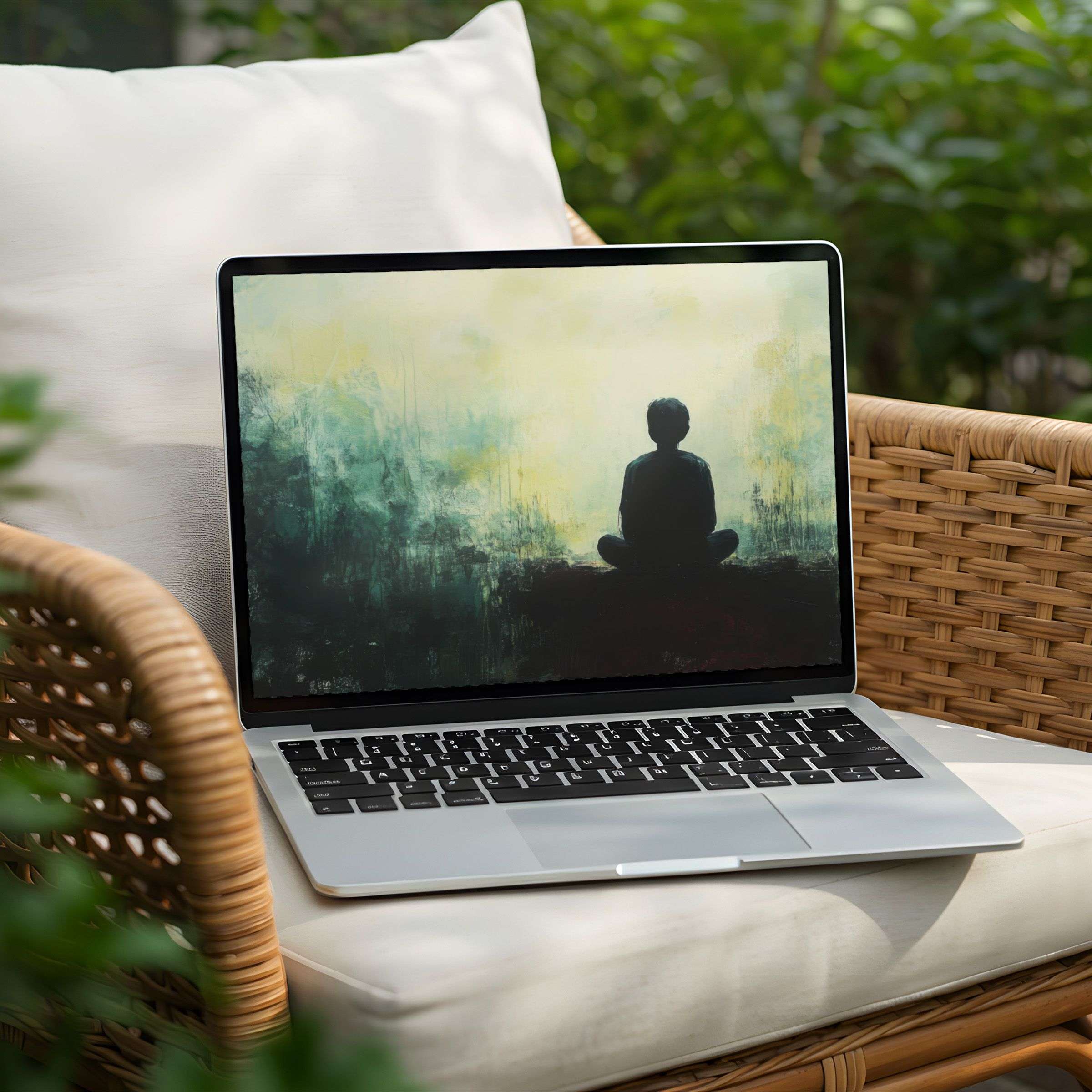 Inspire calm with this serene desktop background for PC or Laptop available for instant download featuring a meditative silhouette