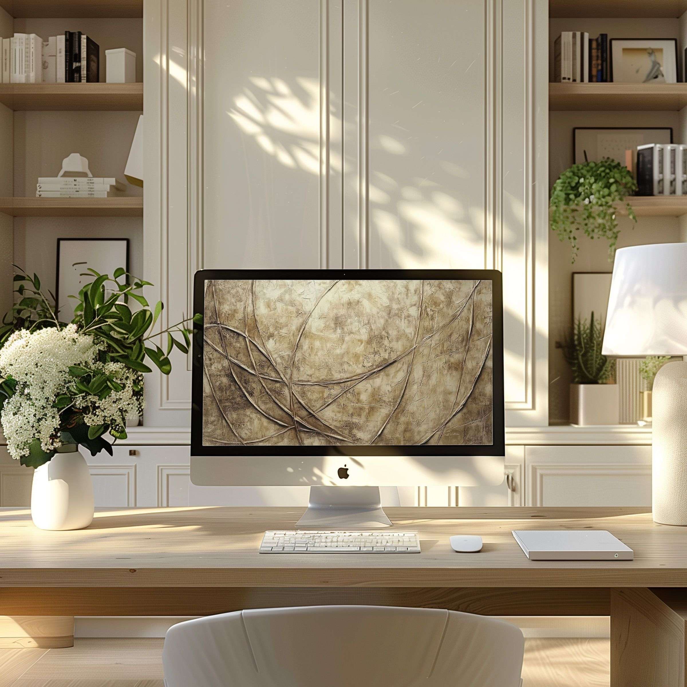 Elegant abstract art wallpaper for computer, PC, and laptop, enhancing modern office with calm inspiration and aesthetic appeal