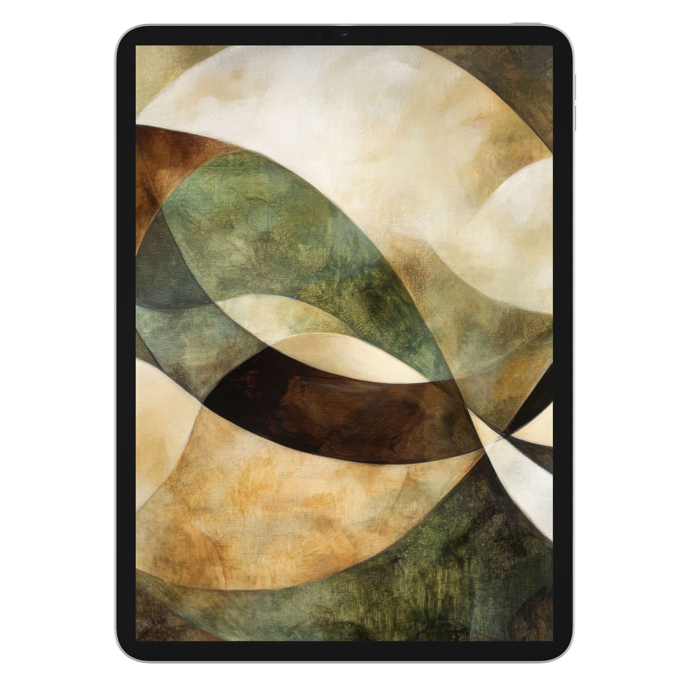 Elegant modern iPad wallpaper featuring earthy abstract curves in soothing tones, ideal digital download for tablet backgrounds