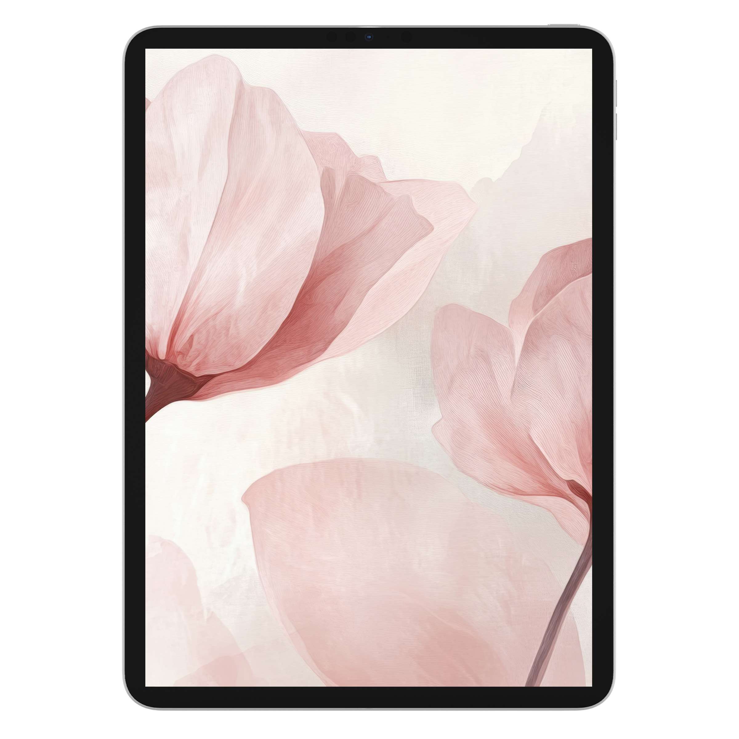Elegant modern iPad wallpaper featuring soft pink floral art creates a serene digital download background for tablets and Android devices