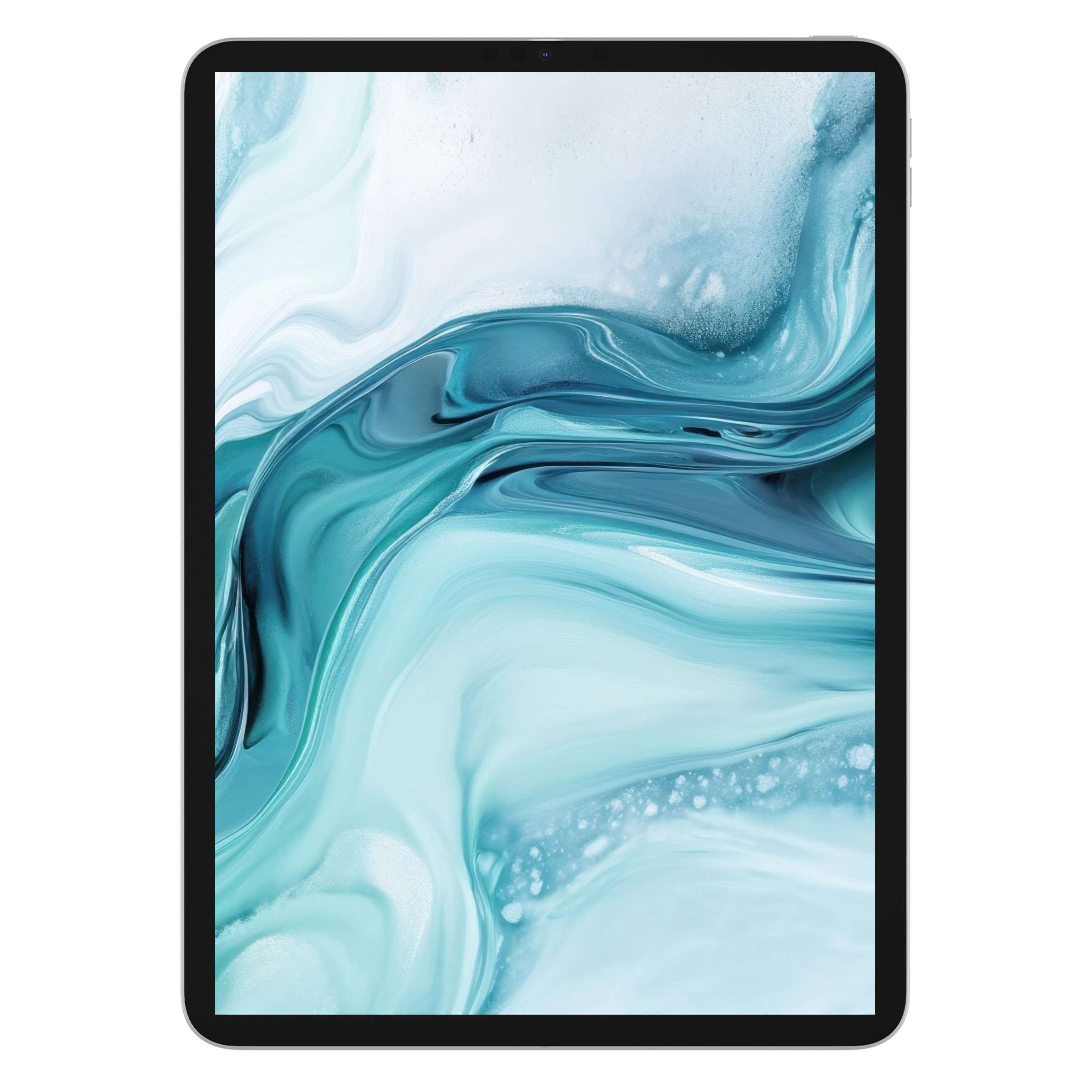 Elegant swirl of teal and white waves in this modern iPad wallpaper offers a calming digital download for any tablet background