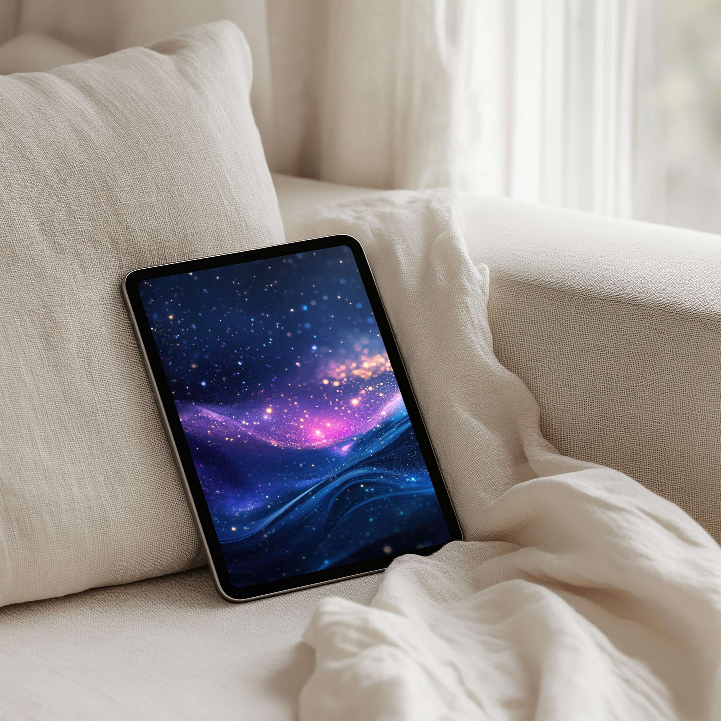 Elegant cosmic swirl iPad background for instant download tablet use inspiring a calm, aesthetic, and mindful digital space