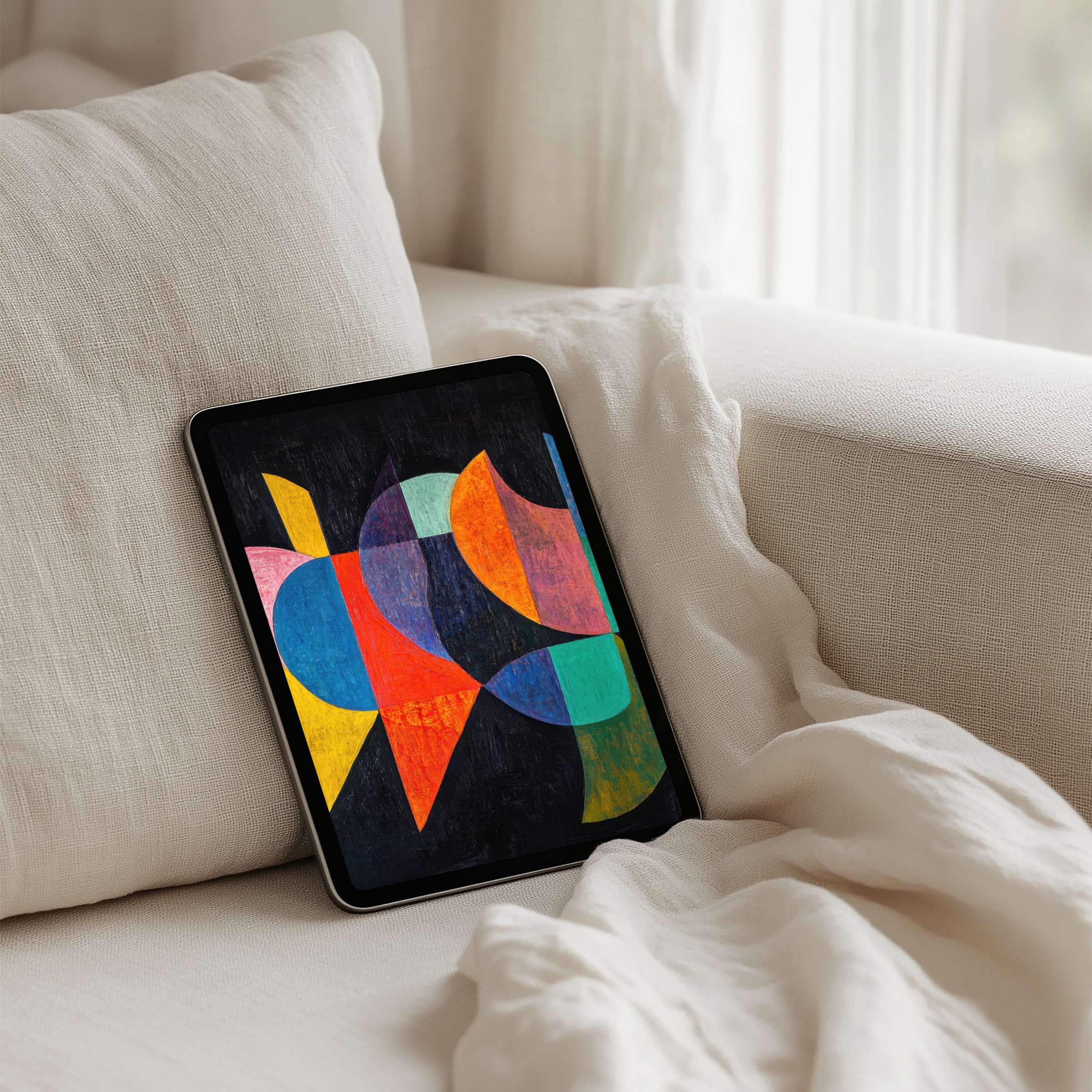 Abstract geometric iPad background for mindful inspiration instant download vibrant art fits Samsung Android tablets enhance elegance