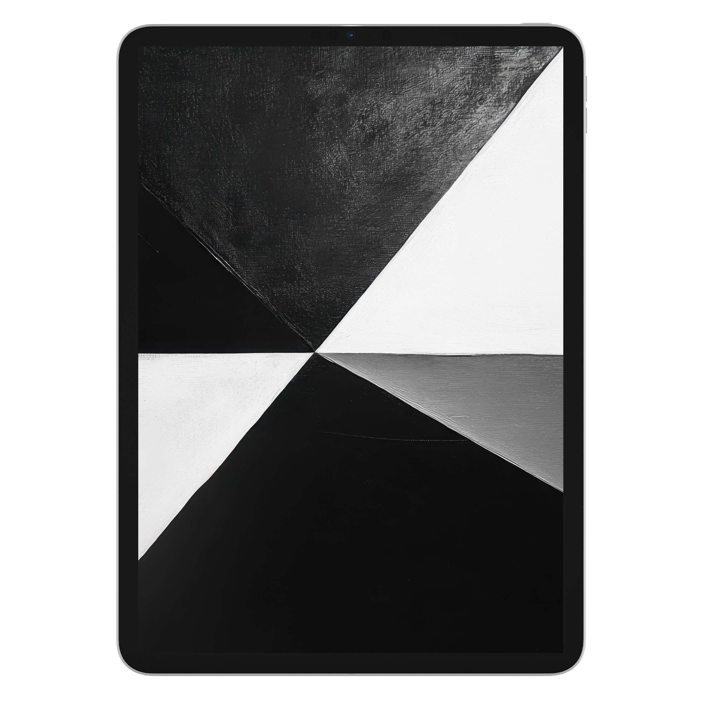 Modern iPad wallpaper with elegant black and white geometric design, perfect digital download for any tablet background seeking calm