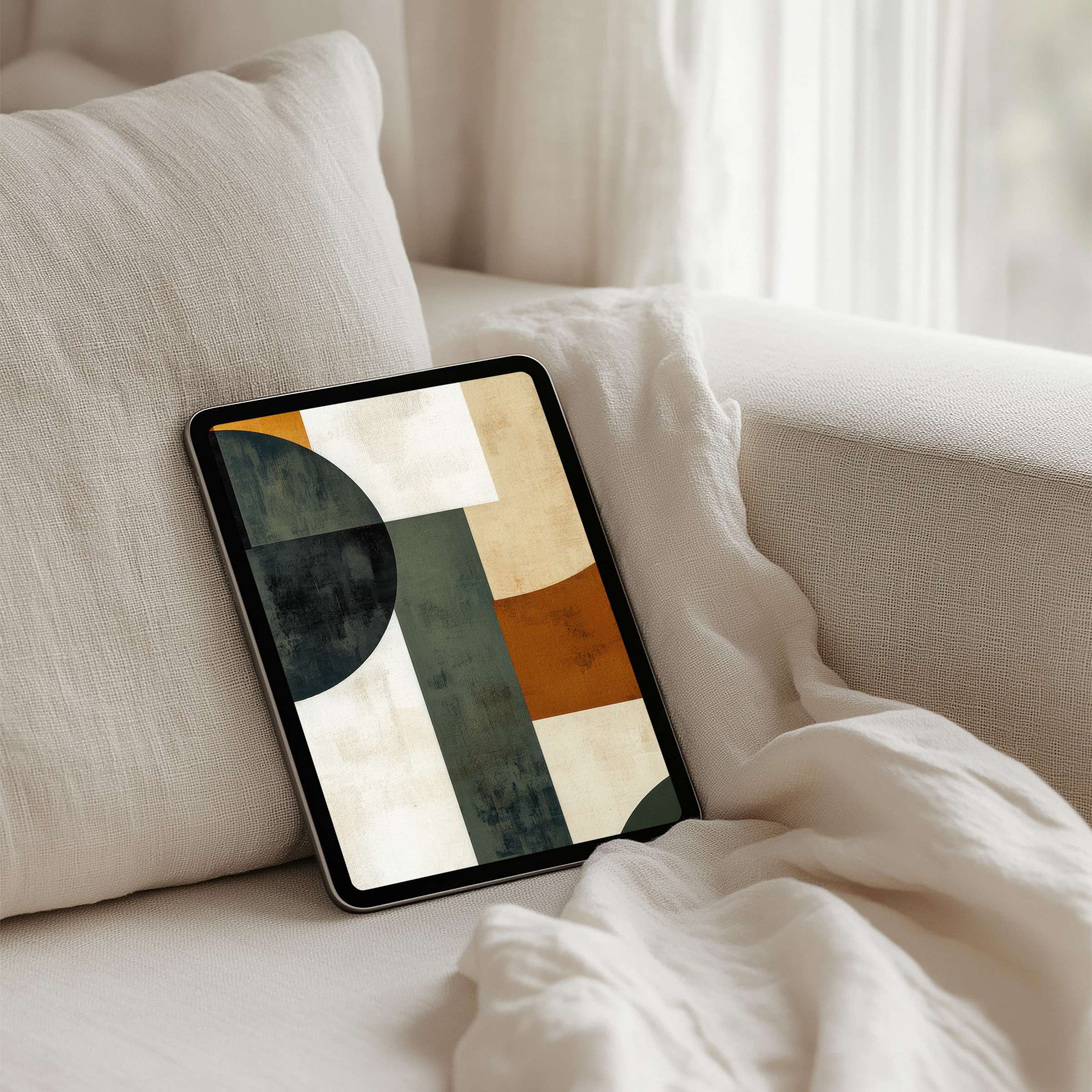 Elegant iPad background featuring abstract earthy tones for instant download calming tablet design suited for mindful aesthetics