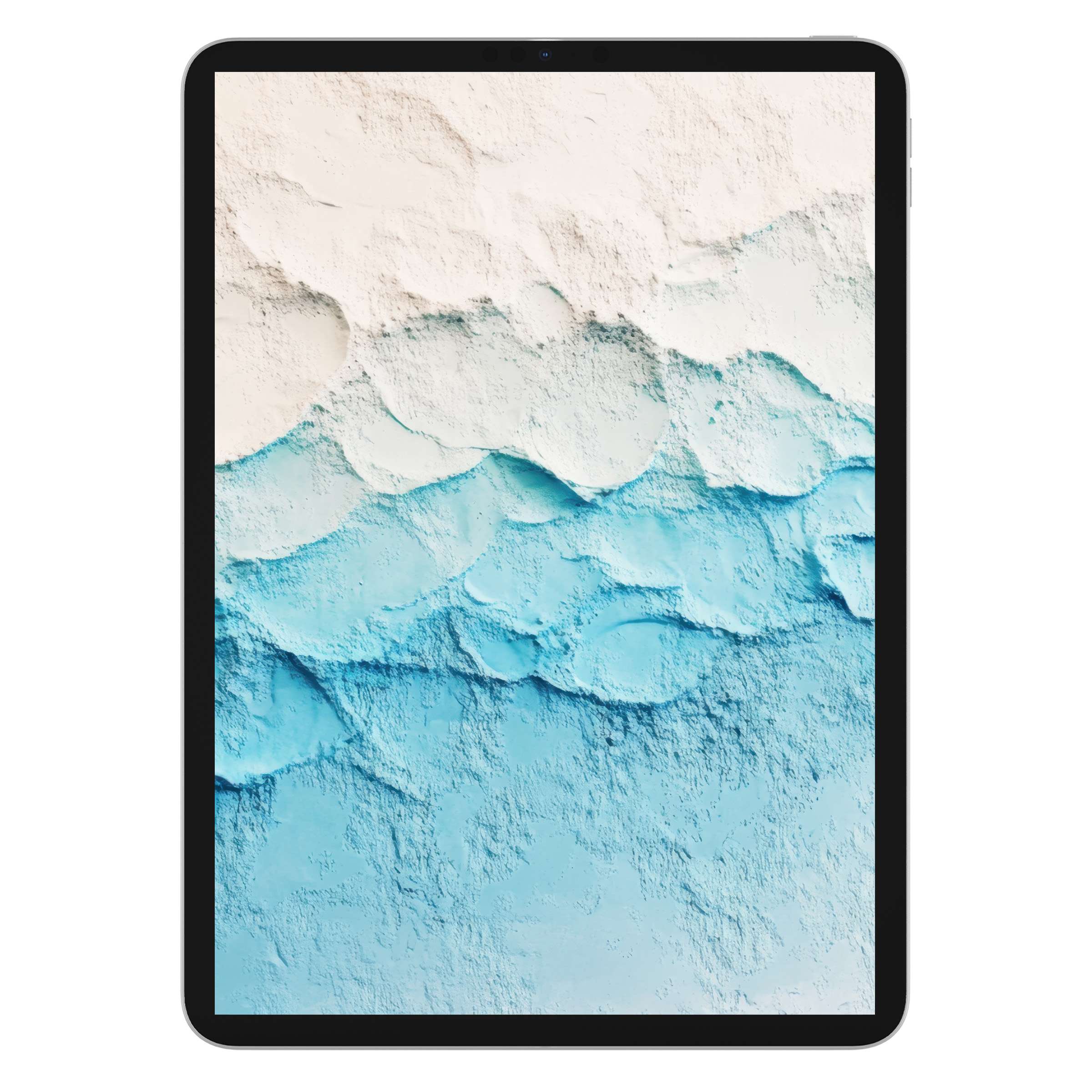 Modern iPad wallpaper featuring serene textured blue and white waves, perfect tablet background for digital download and tranquility