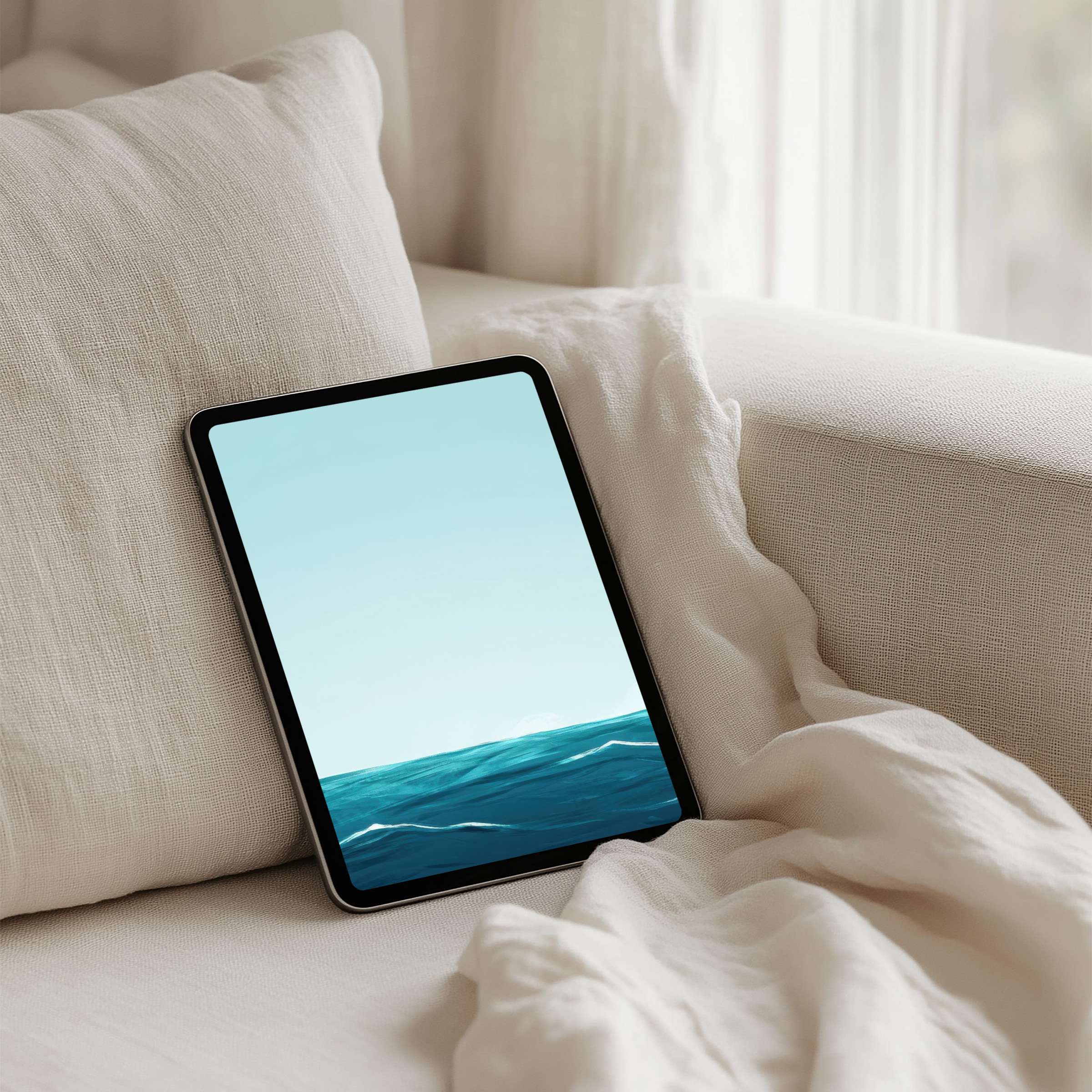 Elegant ocean-themed iPad background offering calm and inspiration fits any tablet perfectly instant download for mindful interiors