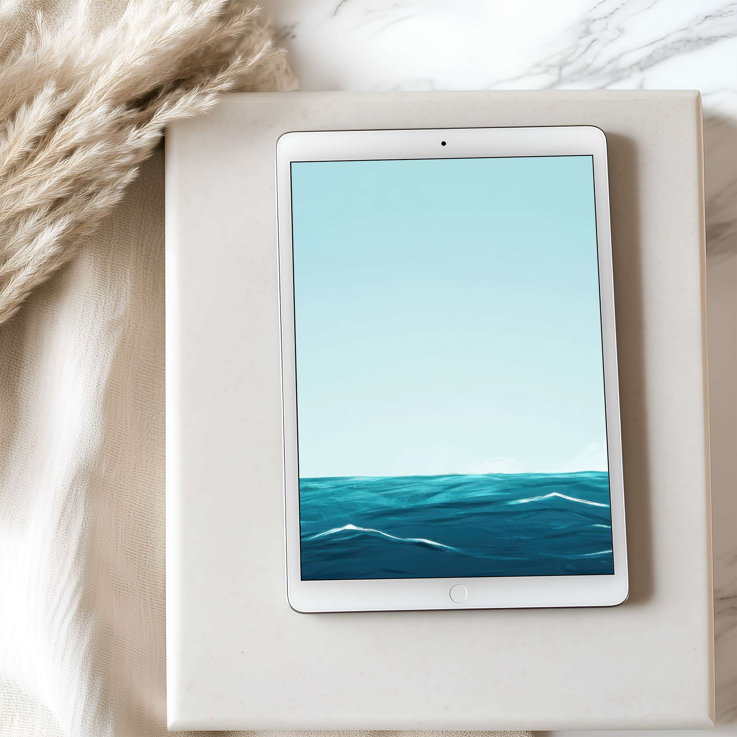 Elegant ocean-inspired tablet wallpaper in high resolution, perfect for calming settings, compatible with iPad and Android tablets
