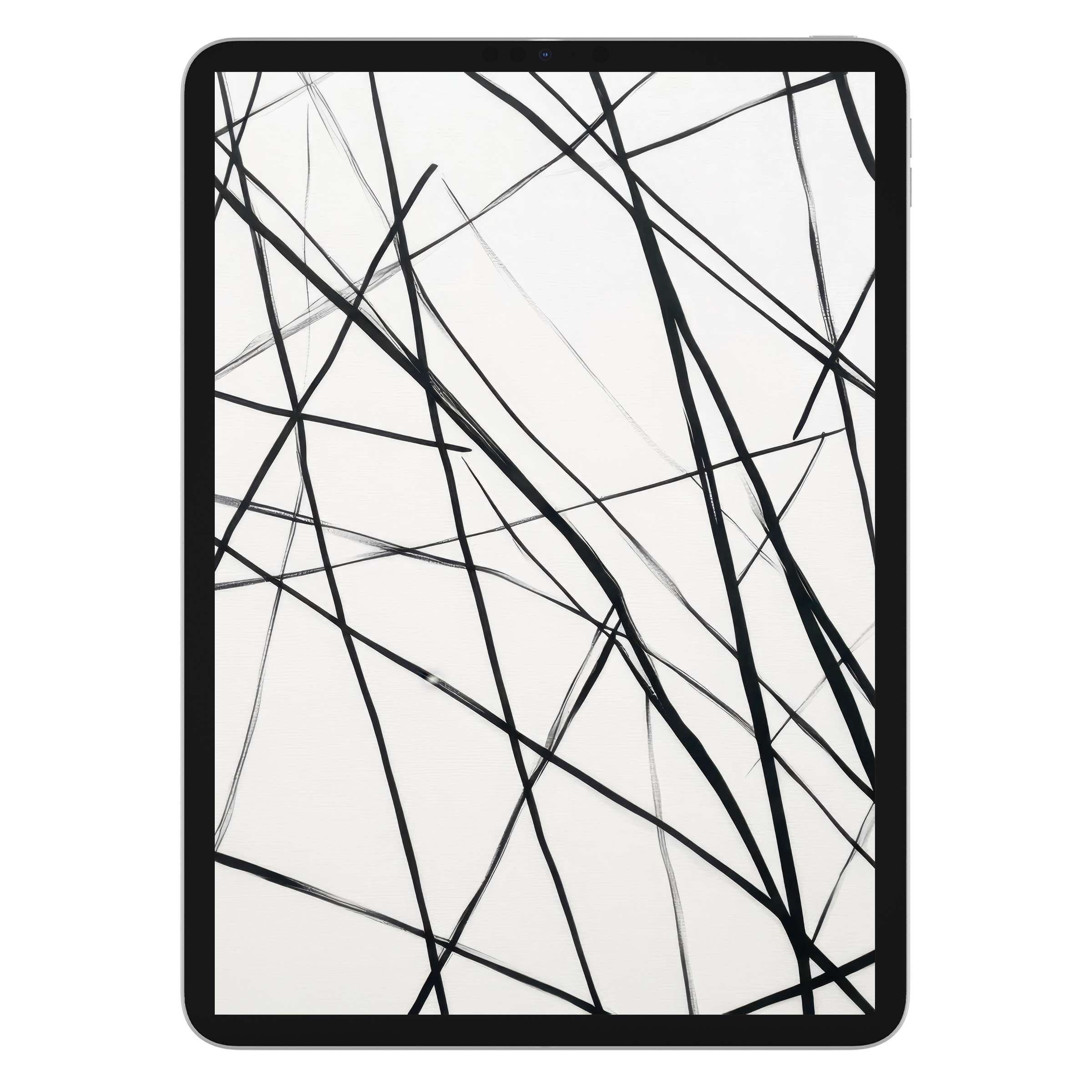 Abstract black lines on a white background create a modern iPad wallpaper digital download for tablets, adding elegance and tranquility