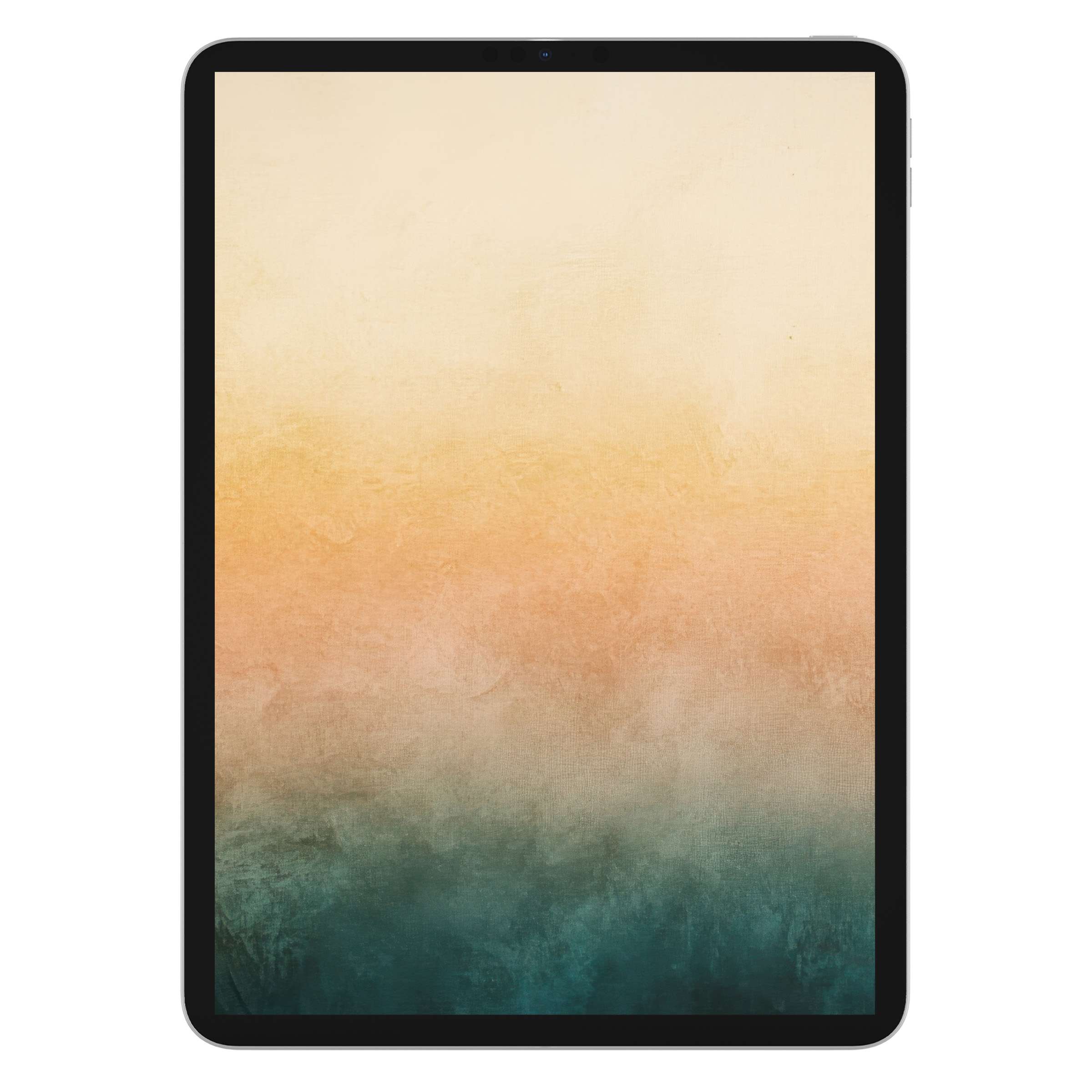 Elegant modern iPad wallpaper featuring a calming gradient of warm beige and teal hues, perfect digital download as tablet background