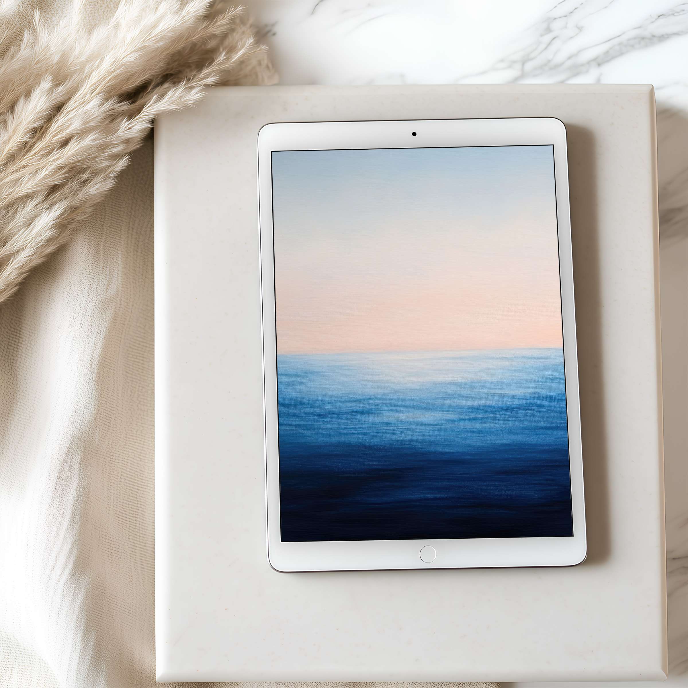 Serene ocean-inspired tablet wallpaper in high resolution, perfect for iPad or Android tablets, elevating your digital space with calming elegance