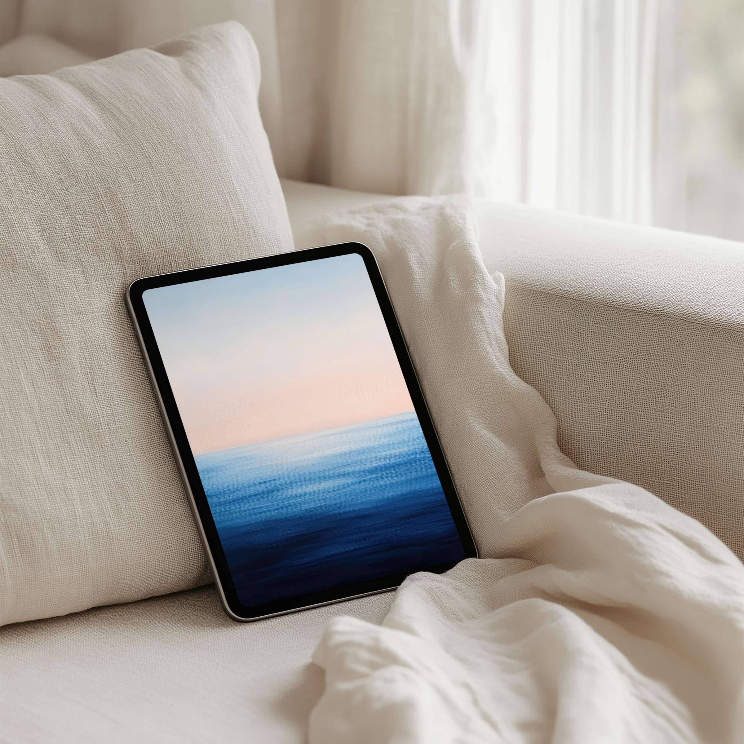 Tranquil blue and peach iPad background evokes mindfulness and elegance perfect for tablet instant download fitting any decor