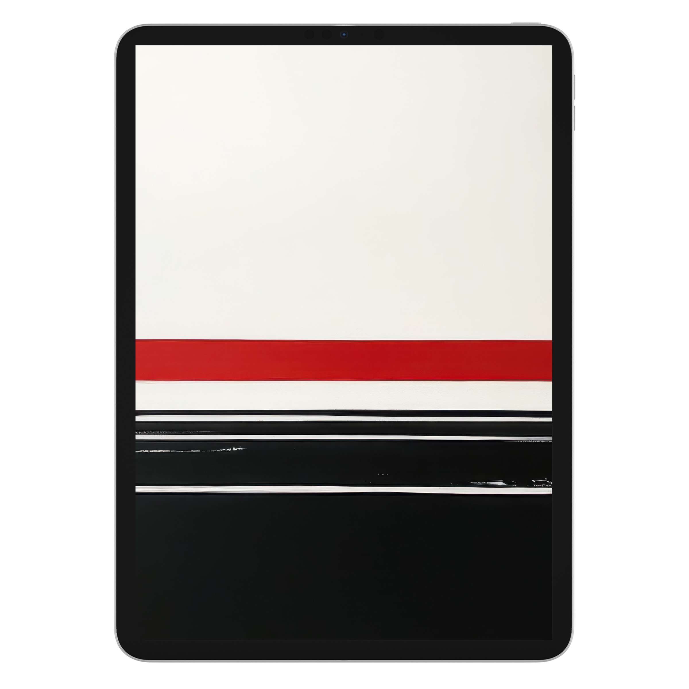Modern iPad wallpaper with sleek red and black stripes on a minimalist background offers a calm digital download for tablets