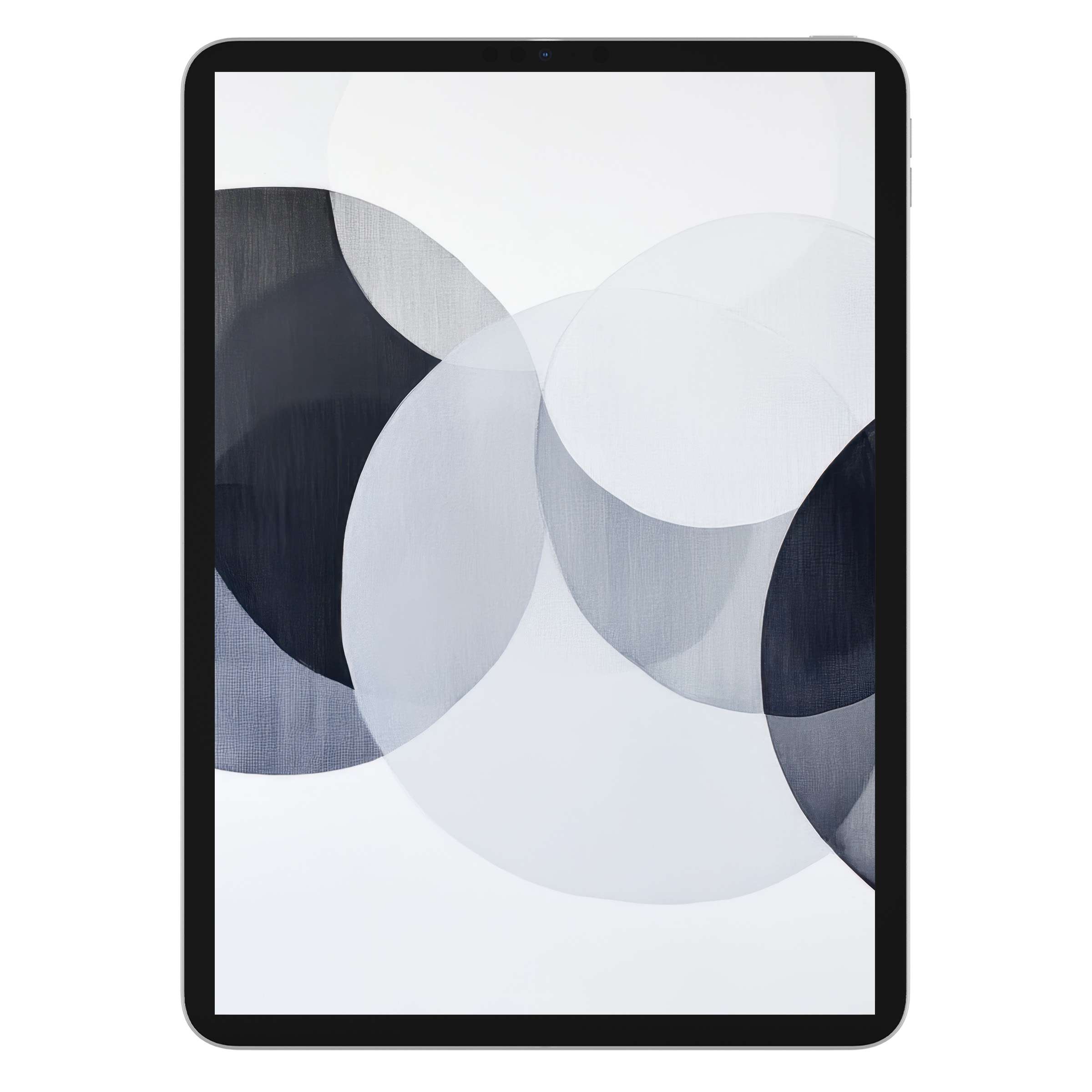 Elegant modern iPad wallpaper featuring overlapping grayscale circles enhances any tablet background with serene digital download style