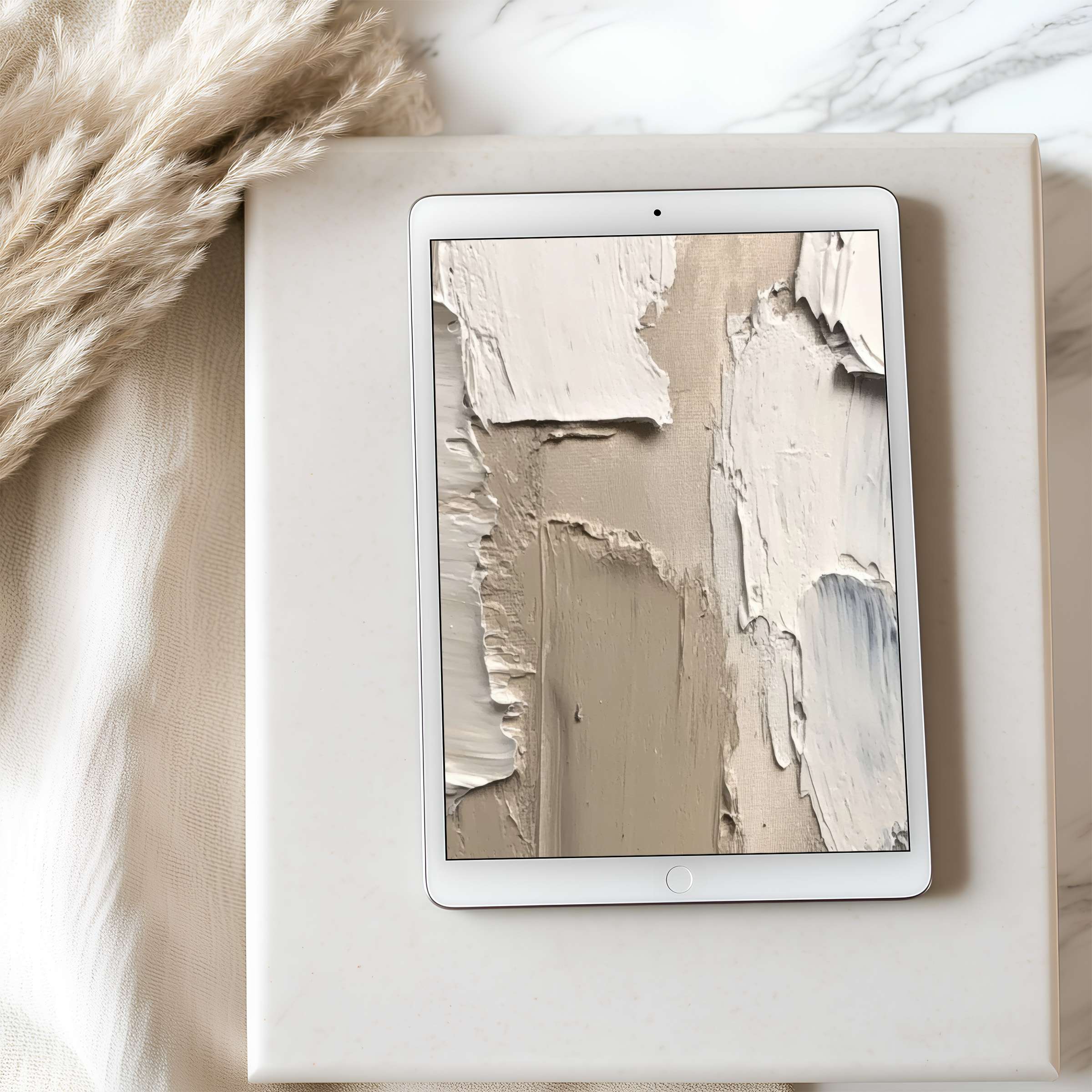Elegant tablet wallpaper featuring textured beige and cream abstract art enhances your iPad experience with high resolution serenity