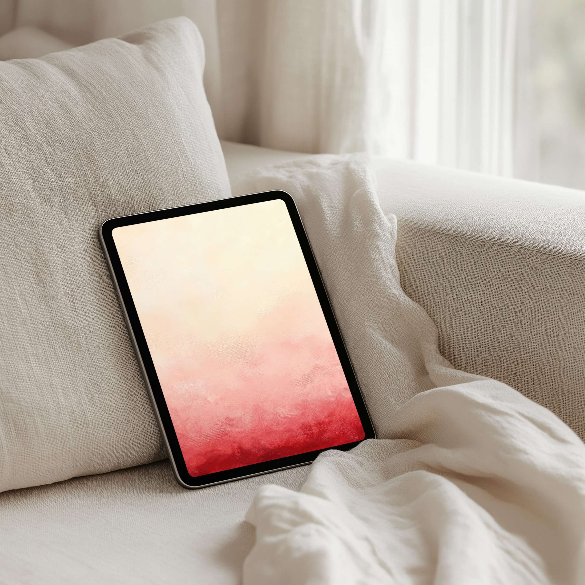 Elegant iPad background with calming red and cream hues for instant download, perfect for any tablet to inspire mindfulness