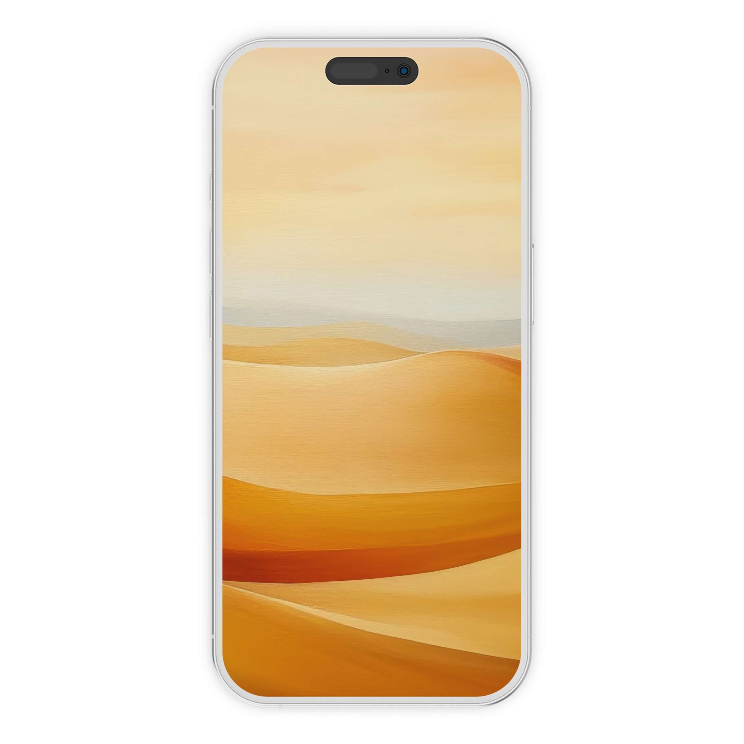 Elegant modern iPhone wallpaper featuring a serene desert landscape in warm tones for a calming phone background digital download