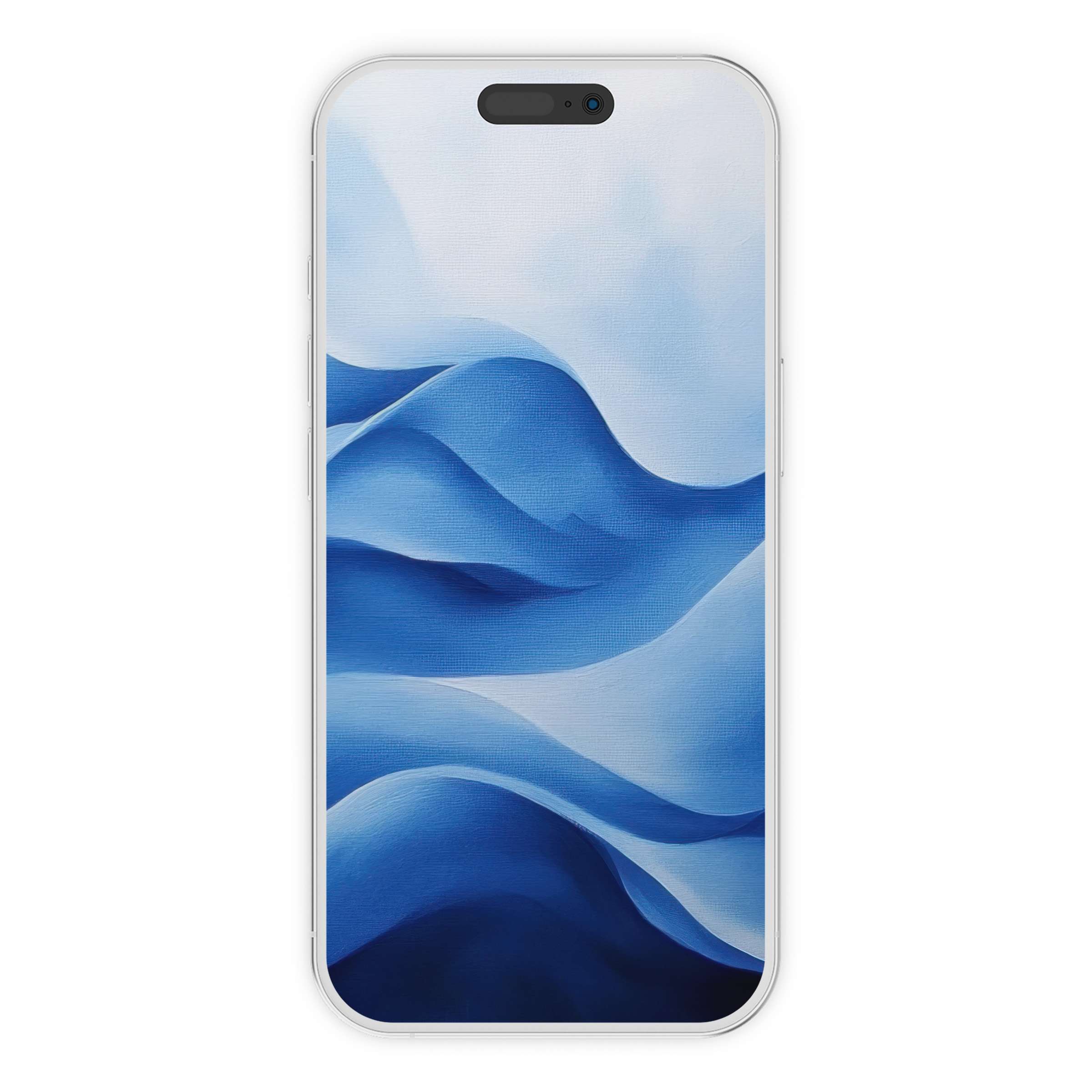 Elegant blue wave textures create a serene modern iPhone wallpaper phone background for digital download, ideal for Android too