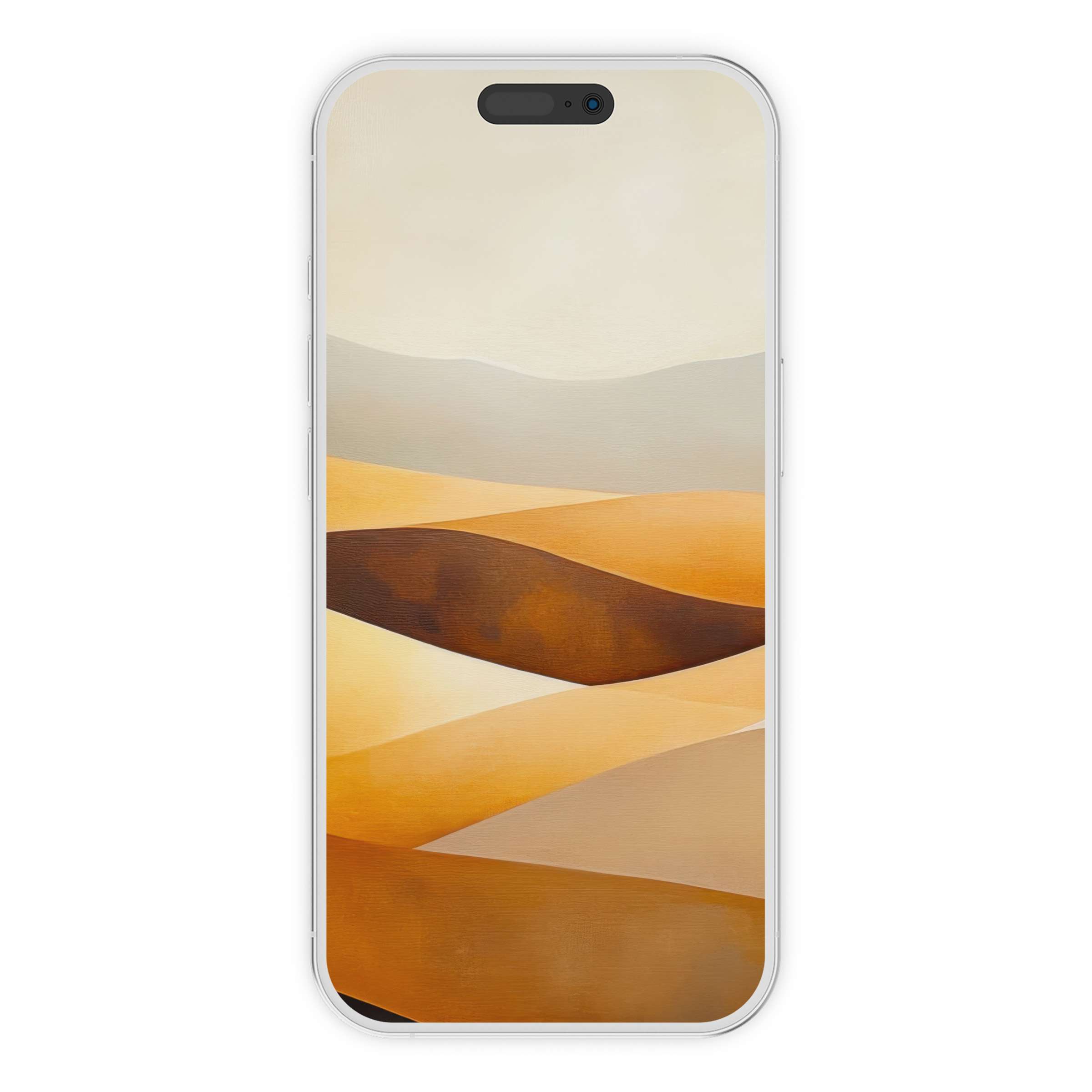 Serene desert-inspired modern iPhone wallpaper with earthy tones offers a calming phone background for digital download and inspiration